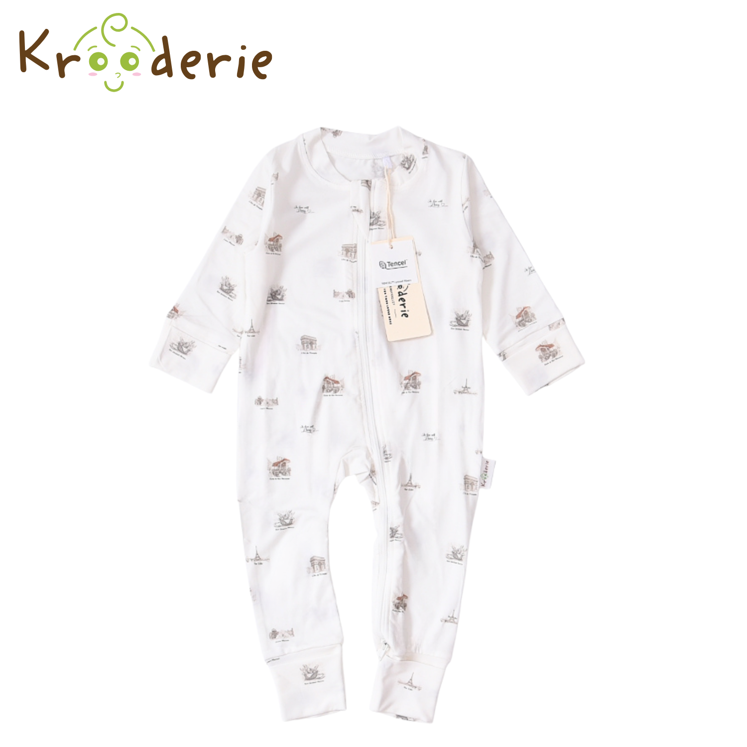 Krooderie TENCEL Baby Zip Romper Sleepwear Bodysuit Jumpsuit