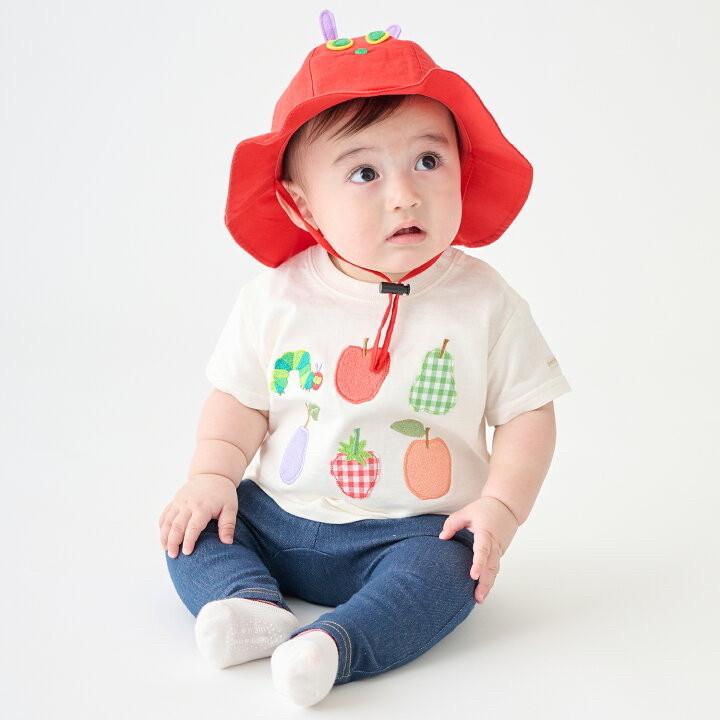 🇯🇵預訂 日本直送🇯🇵Petit Main x 好餓的毛毛蟲系列兩色水果刺繡貼花短袖T恤