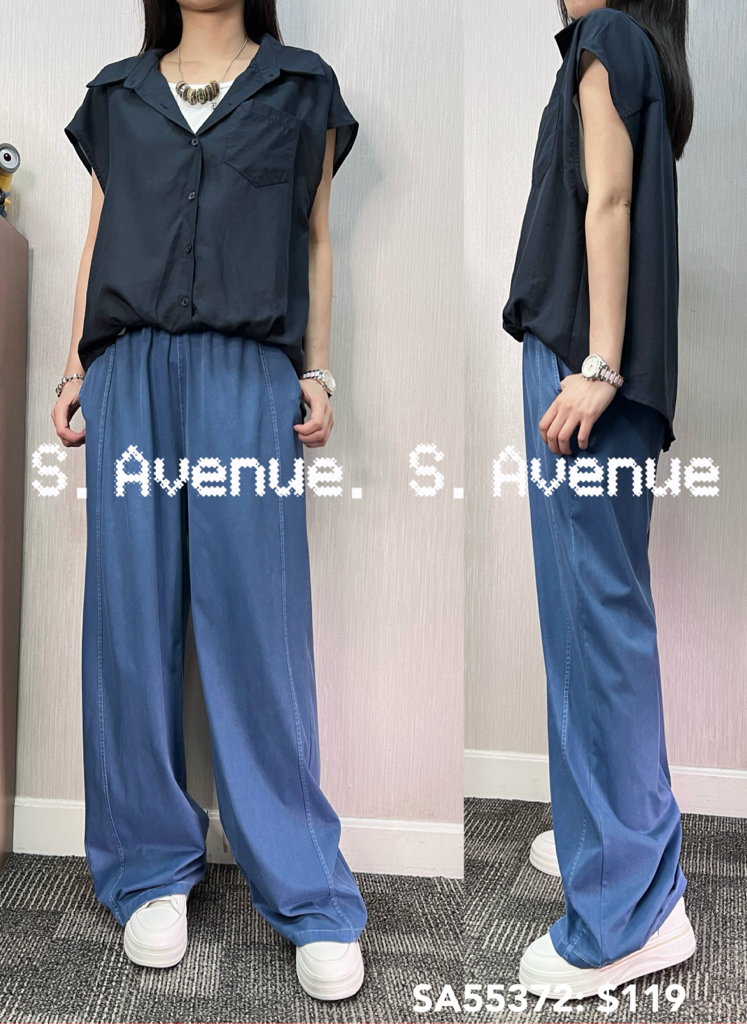 SA55372: 短袖前短後長假兩件shirt