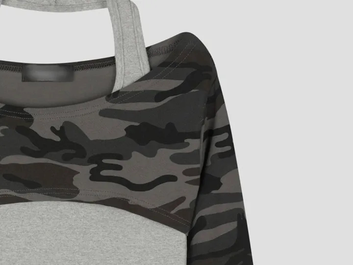 Camo Halterneck Layered Crop