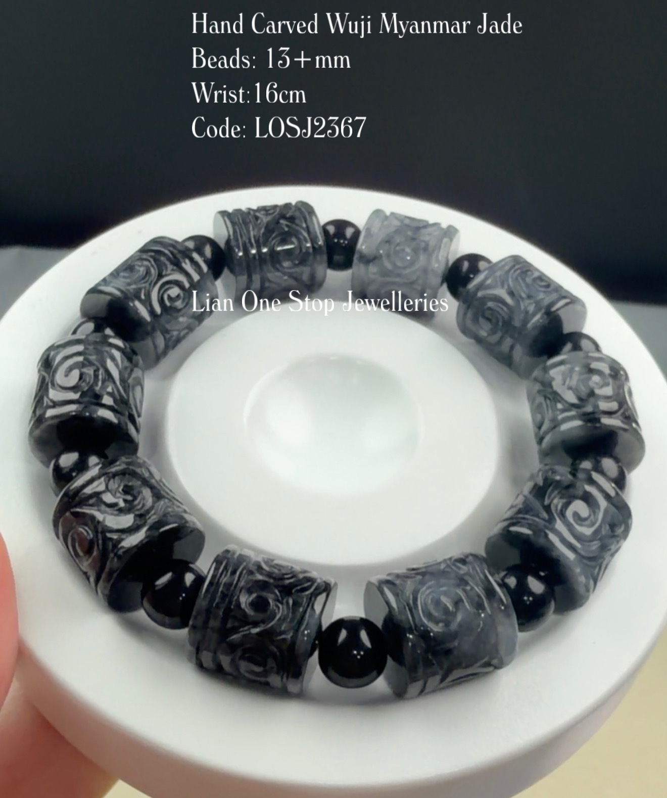 Code: LOSJ2367 Hand Carved Wuji Myanmar Jade 