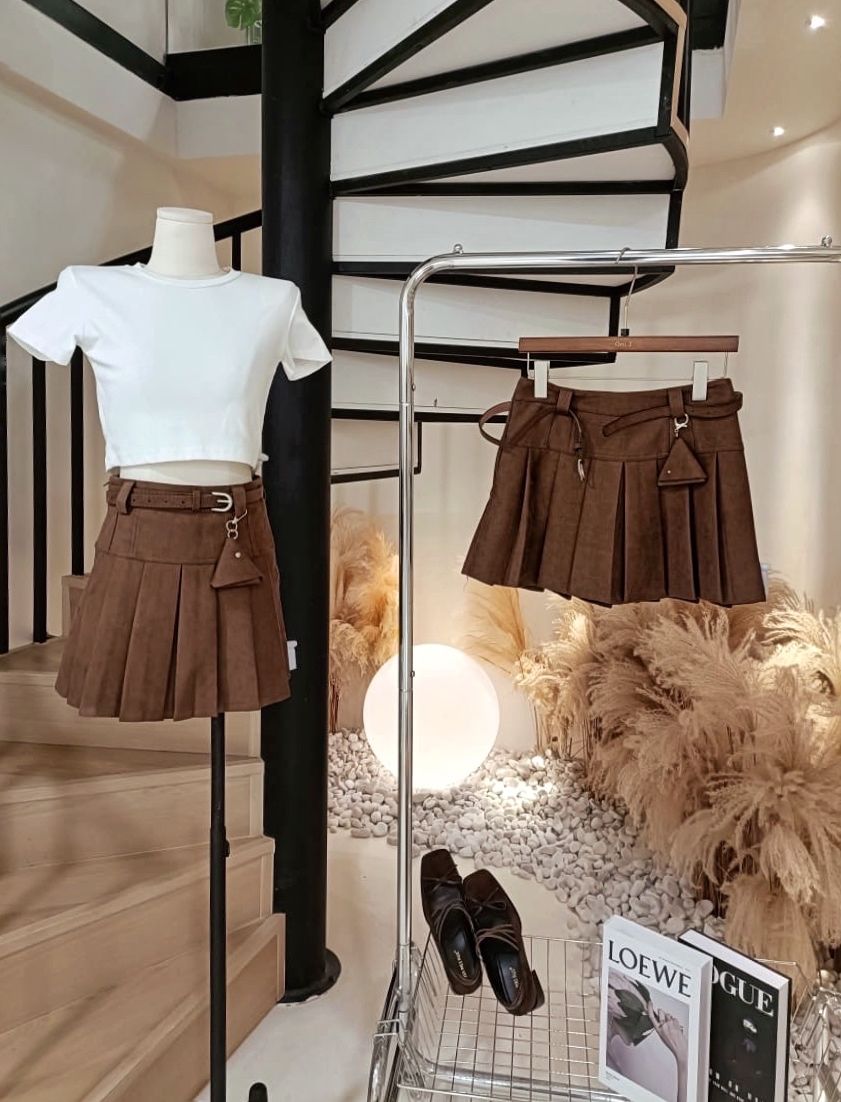 鹿皮百褶短裙(腰带)