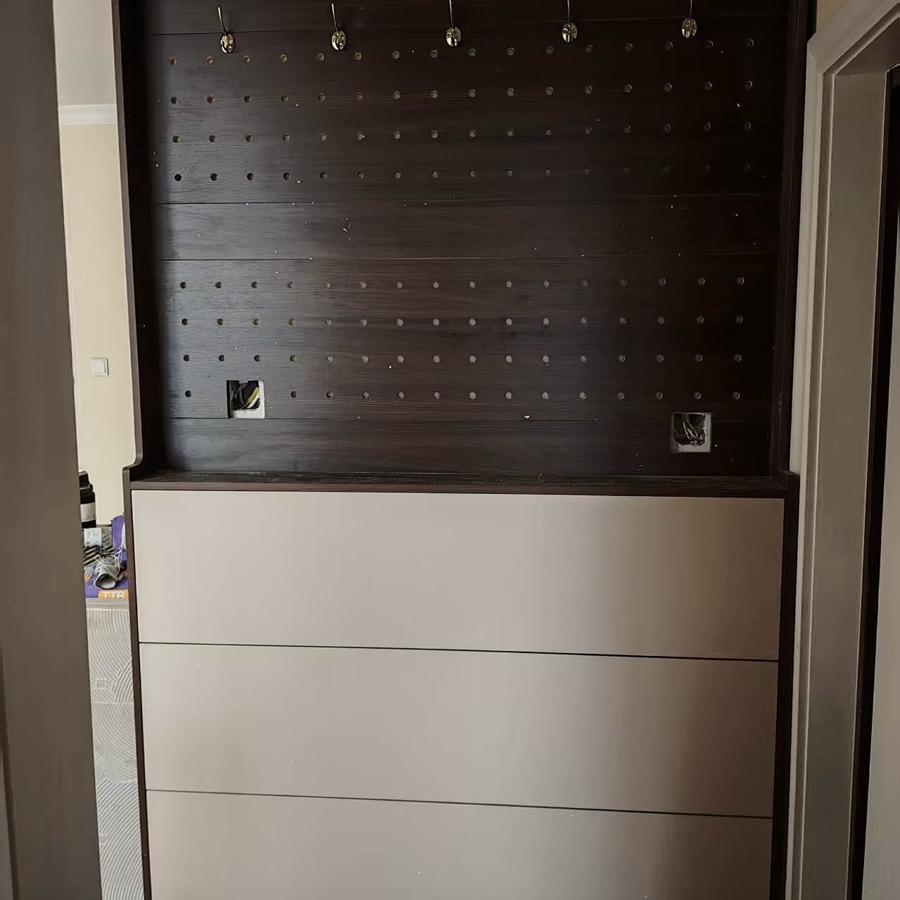 超薄一體翻斗鞋櫃 洞洞板掛衣帽架組合櫃 家用大門口玄關收納櫃Storage Cabinet