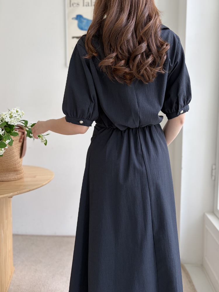 Lena Contoured Waist Dress (Navy)