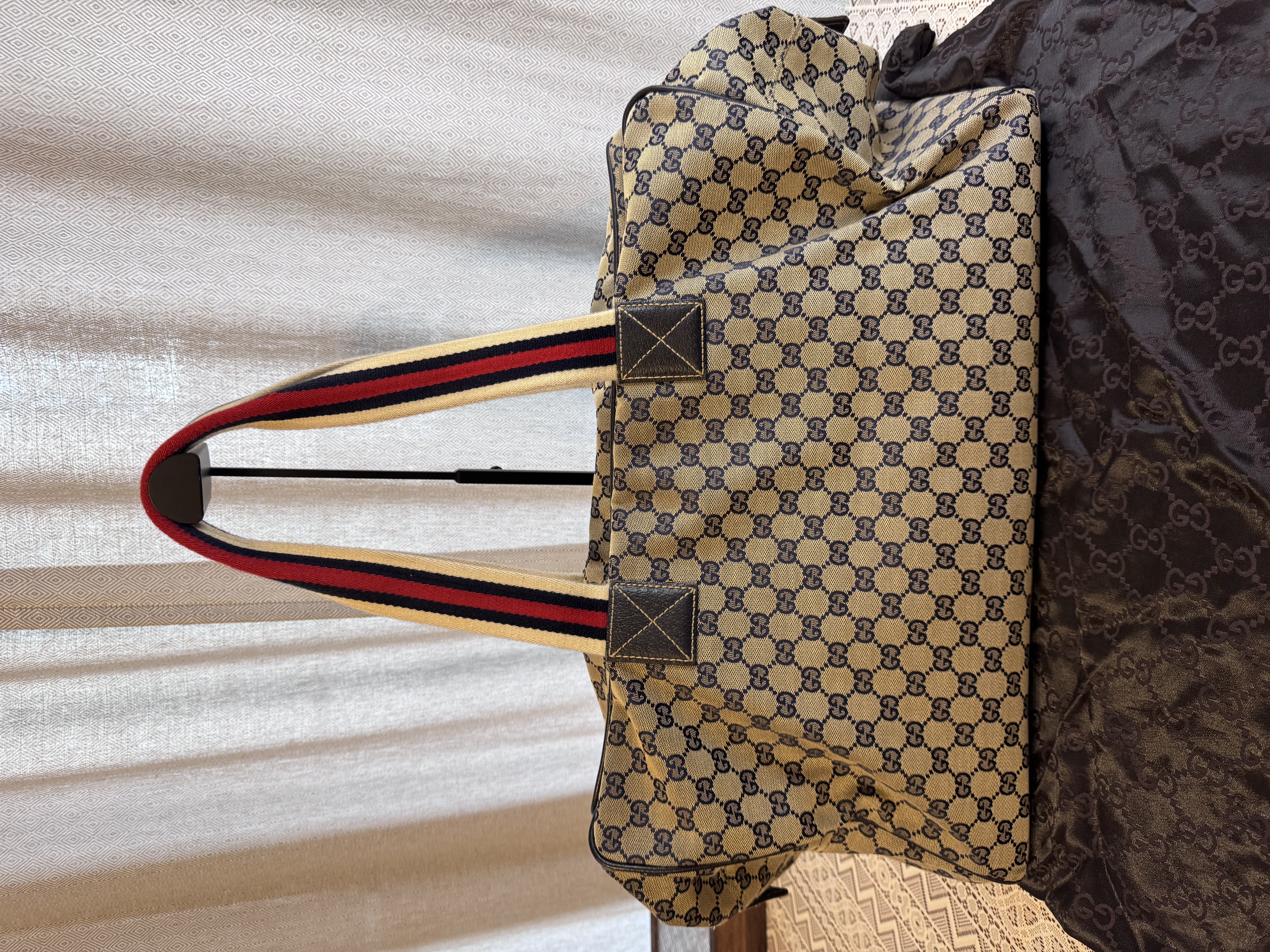 Gucci Vintage GG Supreme Sherry Line Top Travel Bag