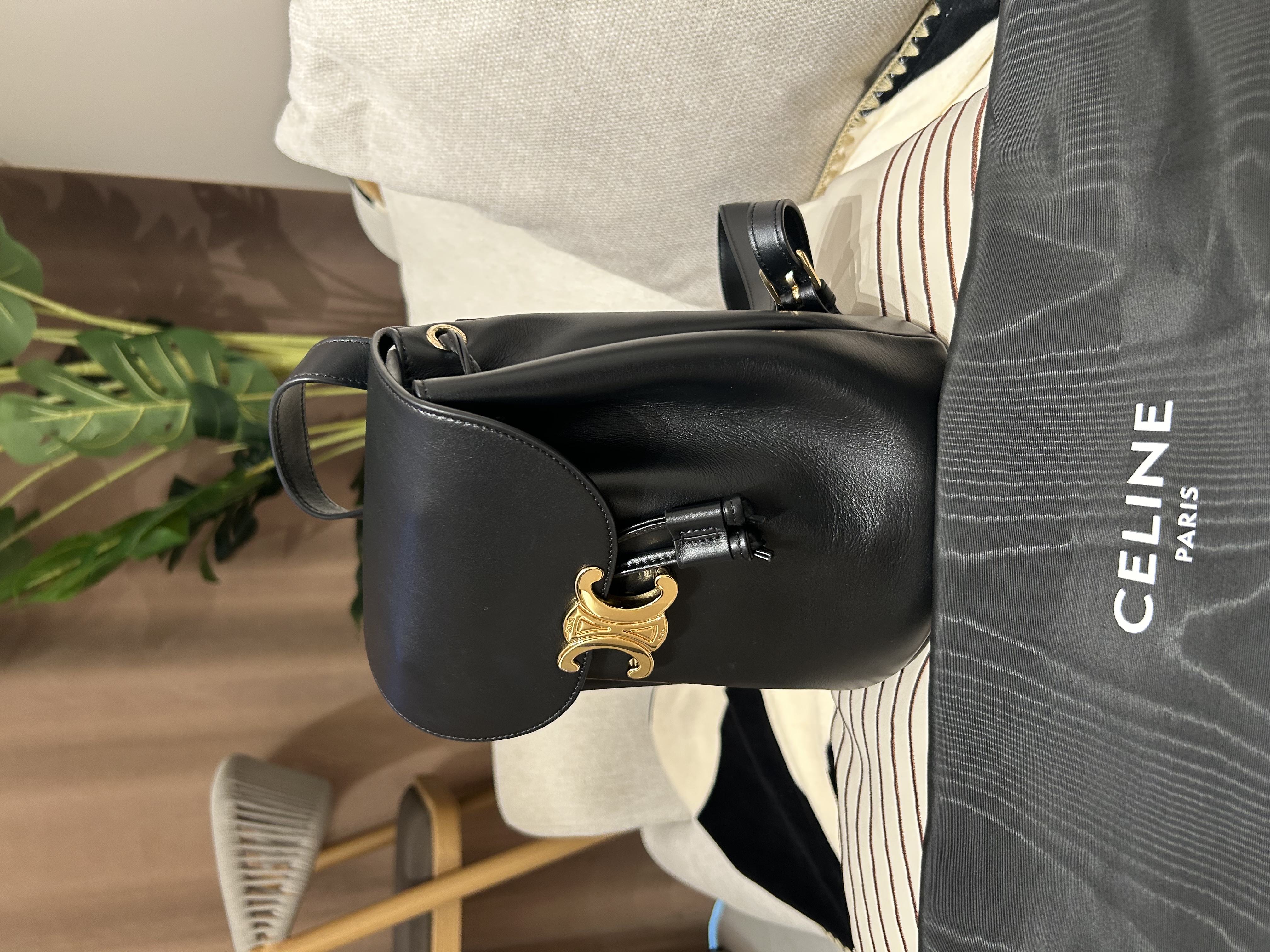 Celine Bonnie Backpack 黑色金扣 100%Authentic, 98%New ✅Dust bag