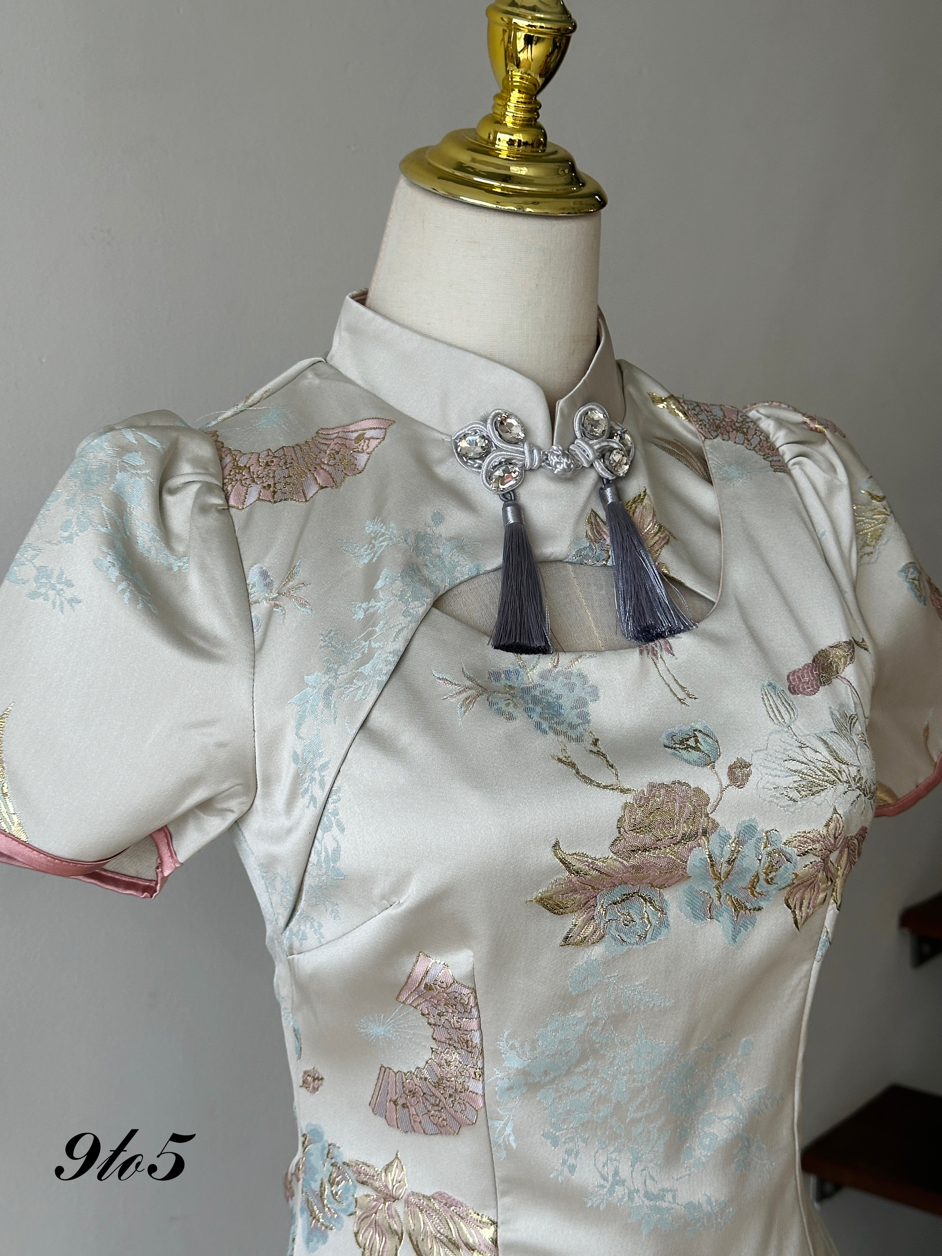 D2316 Puff Sleeve Cheongsam Dress - 3 Colors