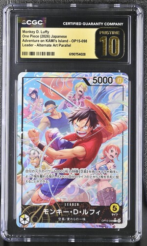 CGC PRISTINE 10 Monkey D. LuffyOne Piece (2026) JapaneseAdventure on KAMI's Island - OP15-098Leader - Alternate Art Parallel