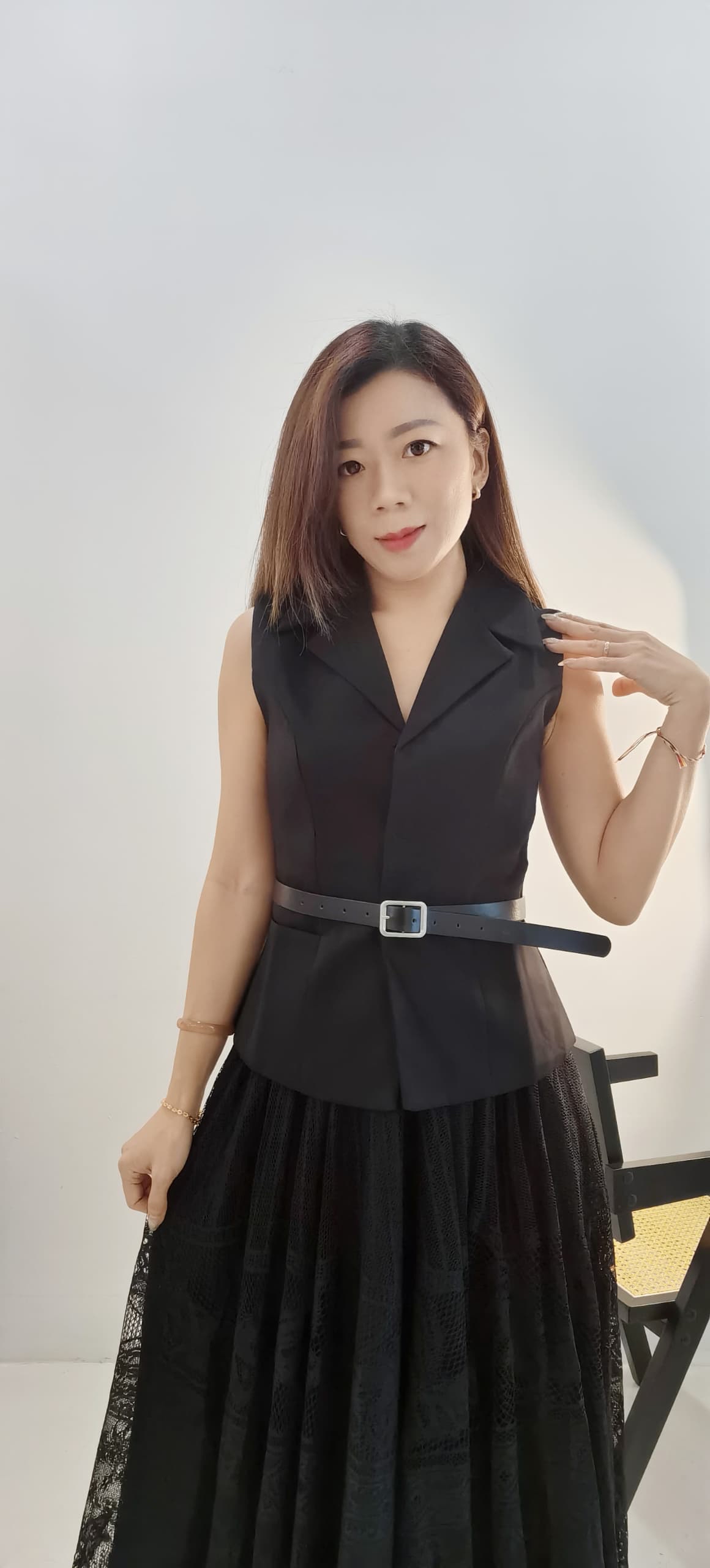 2966 PREMIUM VEST LACE DRESS SET 轻奢风Vest蕾丝半裙套装 
