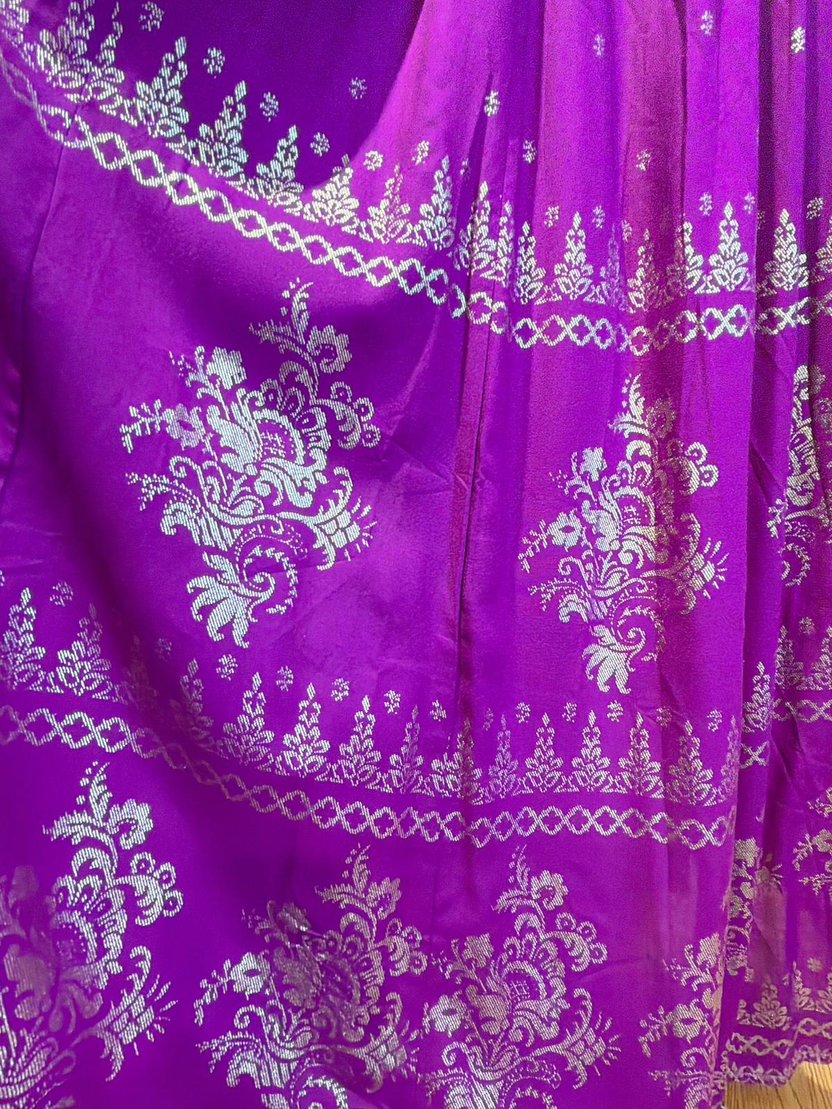 2156 Purple Golden Stamping Skirt with single pocket