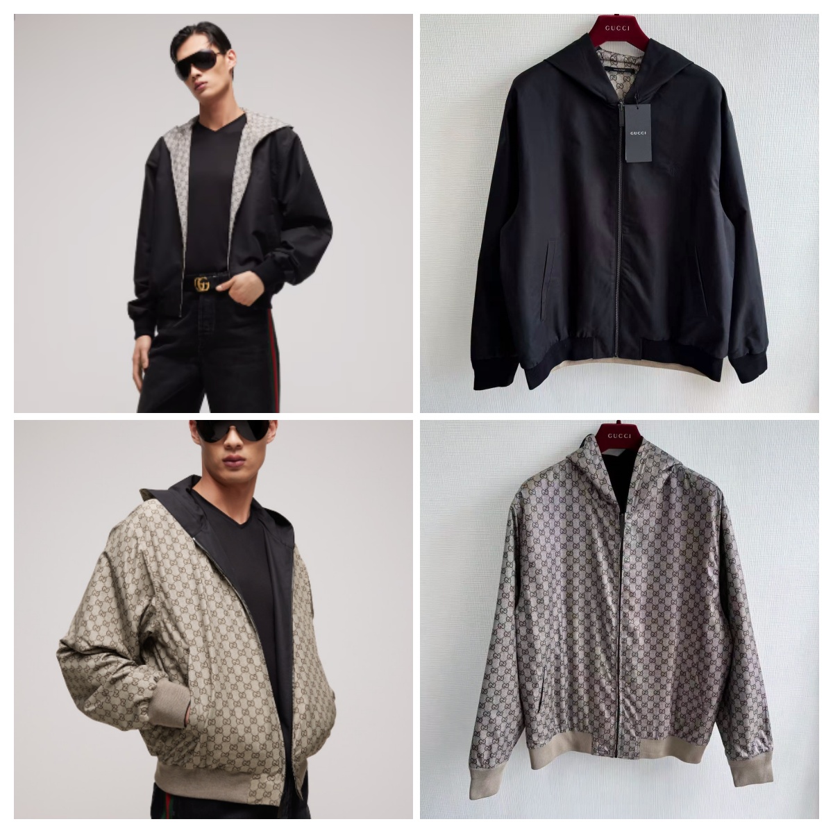 【頂級】GUCCI Reversible cotton canvas zip jacket 雙面拉鍊夾克