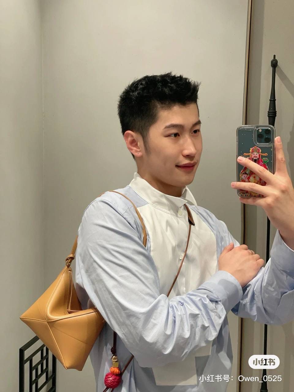 几何拼接皮革手提斜挎包