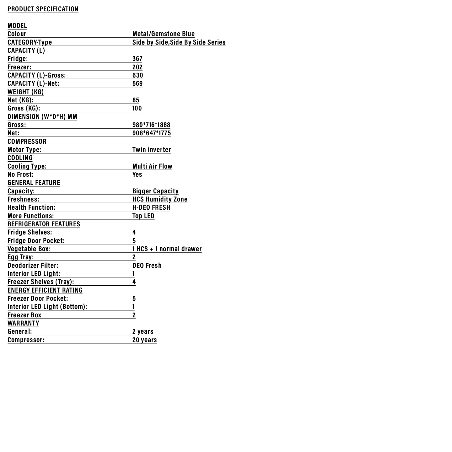Haier 630L Side by Side Inverter Refrigerator (HRF-IS630XM)
