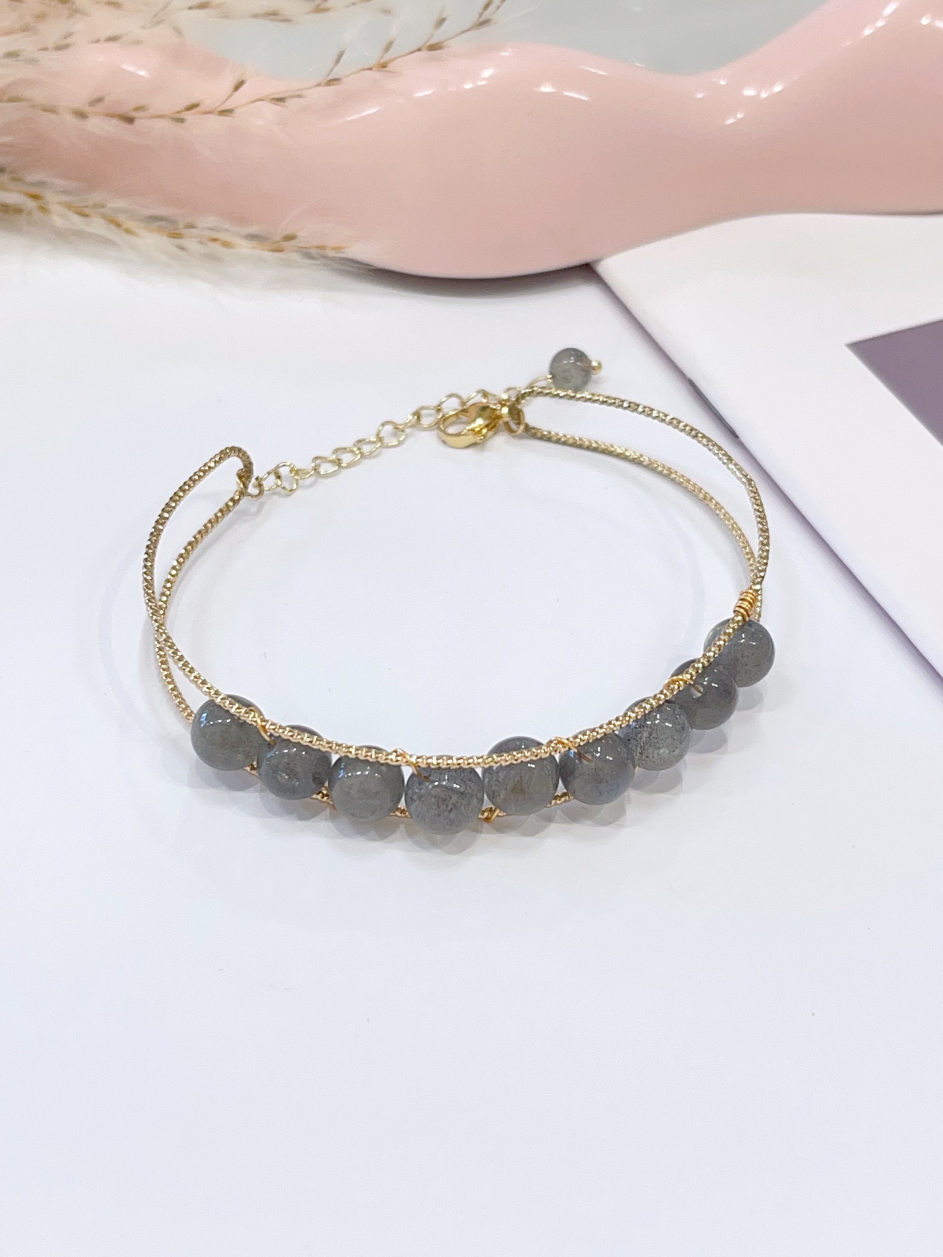🌙✨ 月光石半镯框手串 Moonstone Half Bangle Frame Bracelet 