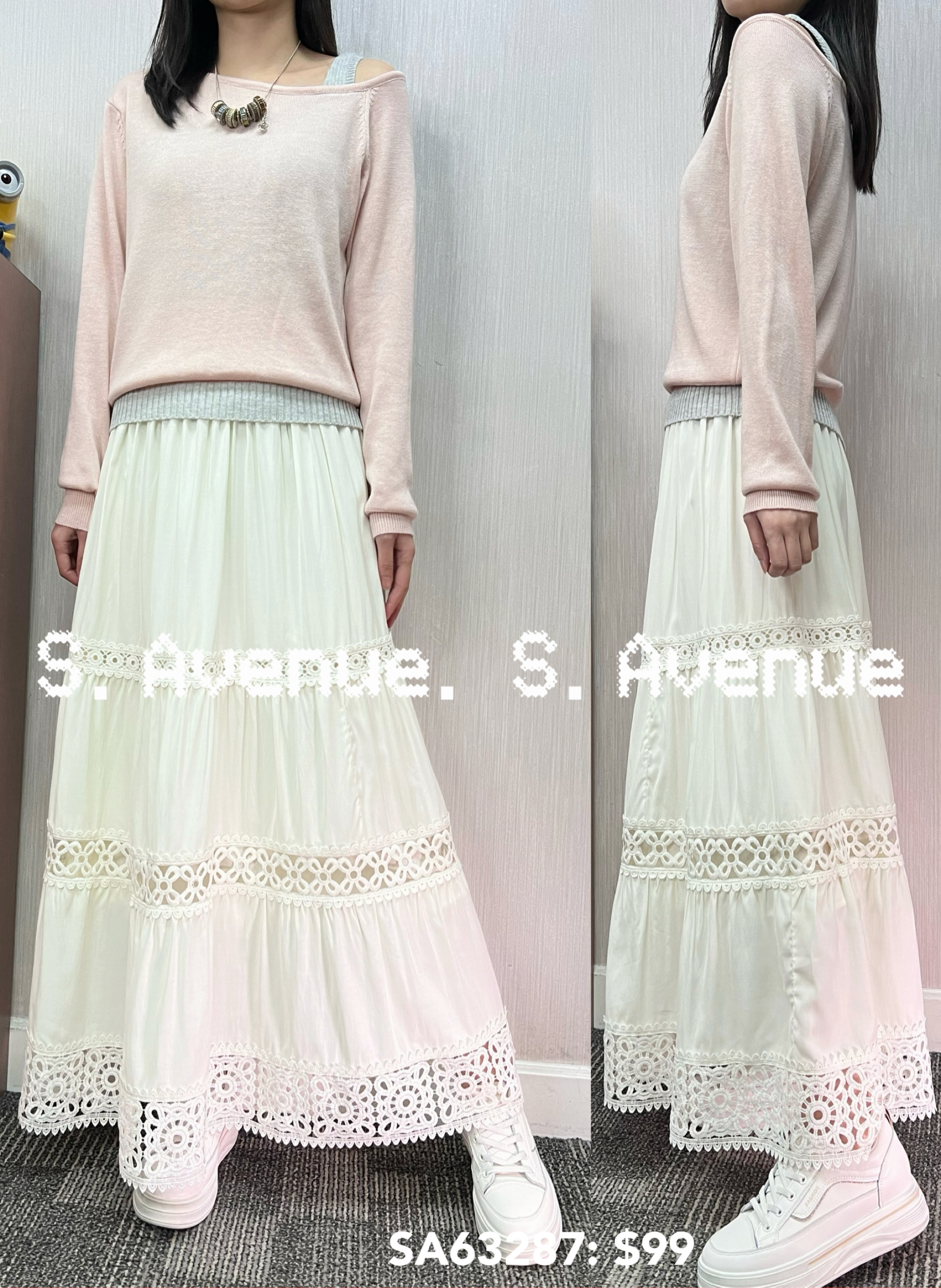 SA63287: 長袖露膊撞色邊線冷top