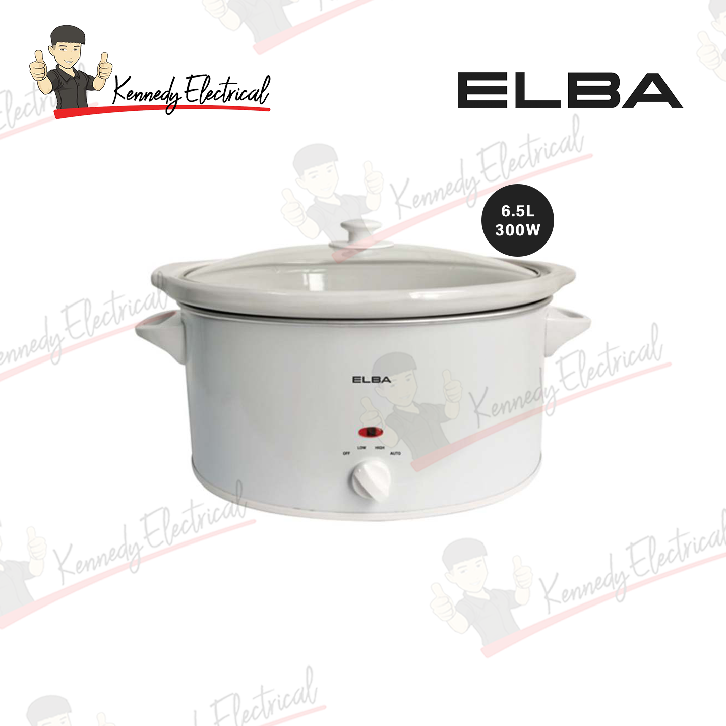 Elba 6.5L Slow Cooker - Oval Shape,Variable Thermostat Control ESCO-K6569(WH)