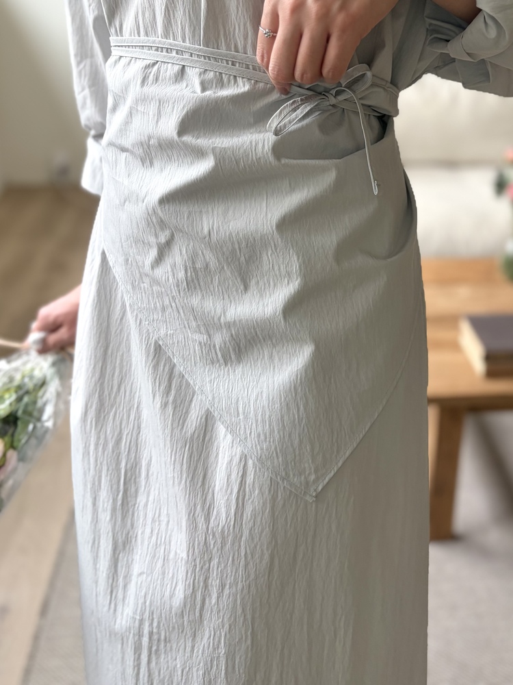 Wrap-Accent Dress (Misty Blue)