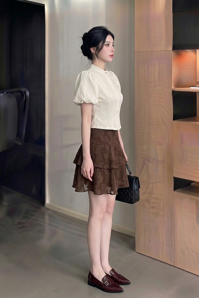 Textured  ruffle skirt M238