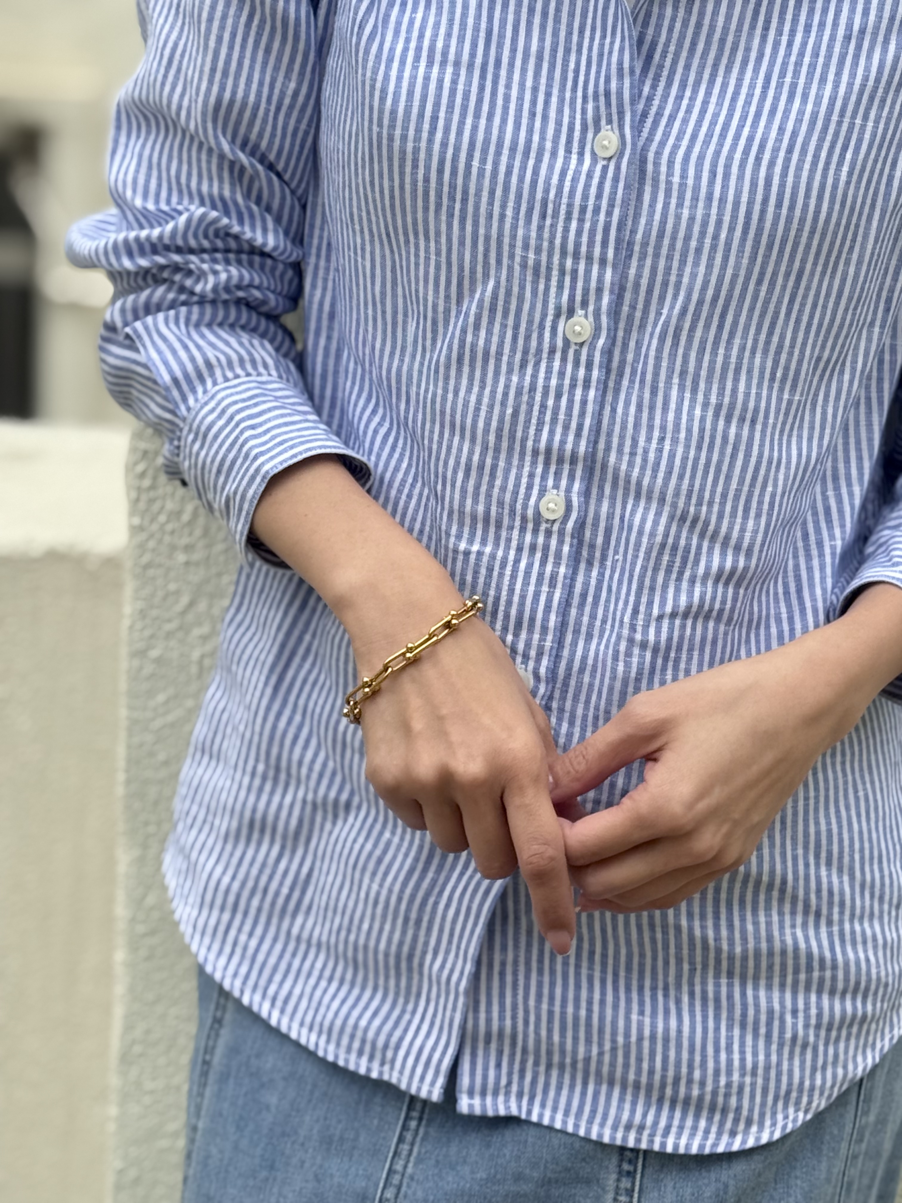 Gold clip stainless bracelet