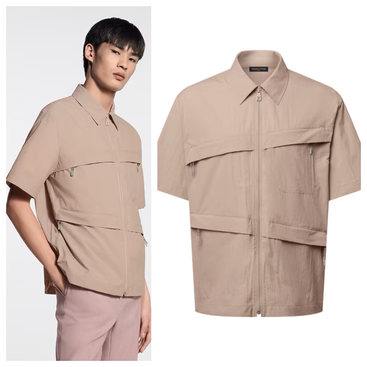 LV 翻領拉鍊短袖恤衫