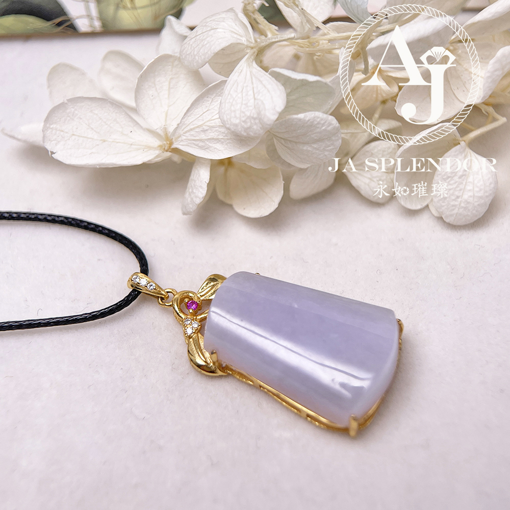 JNS-52 天然翡翠A 冰潤紫羅蘭平安無事牌