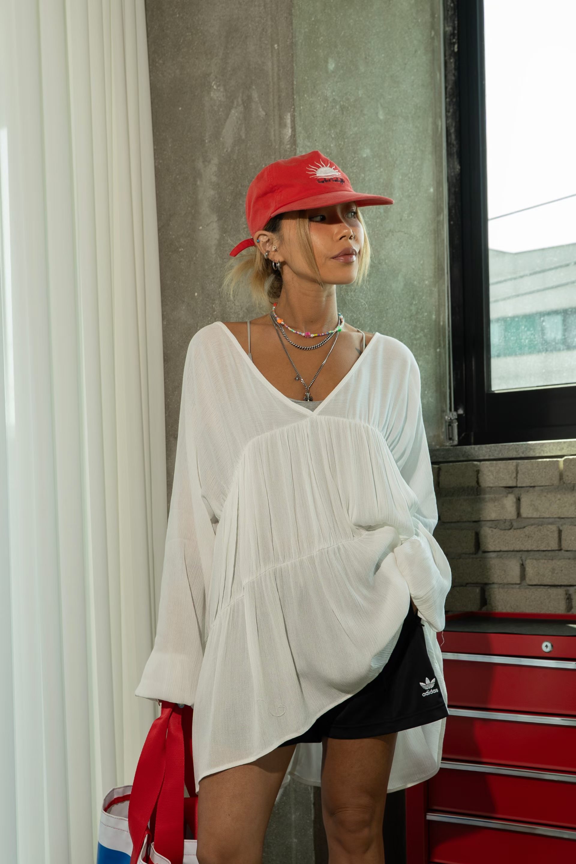 東大門女裝| 2 way Blouse(Green/Whit/Black)