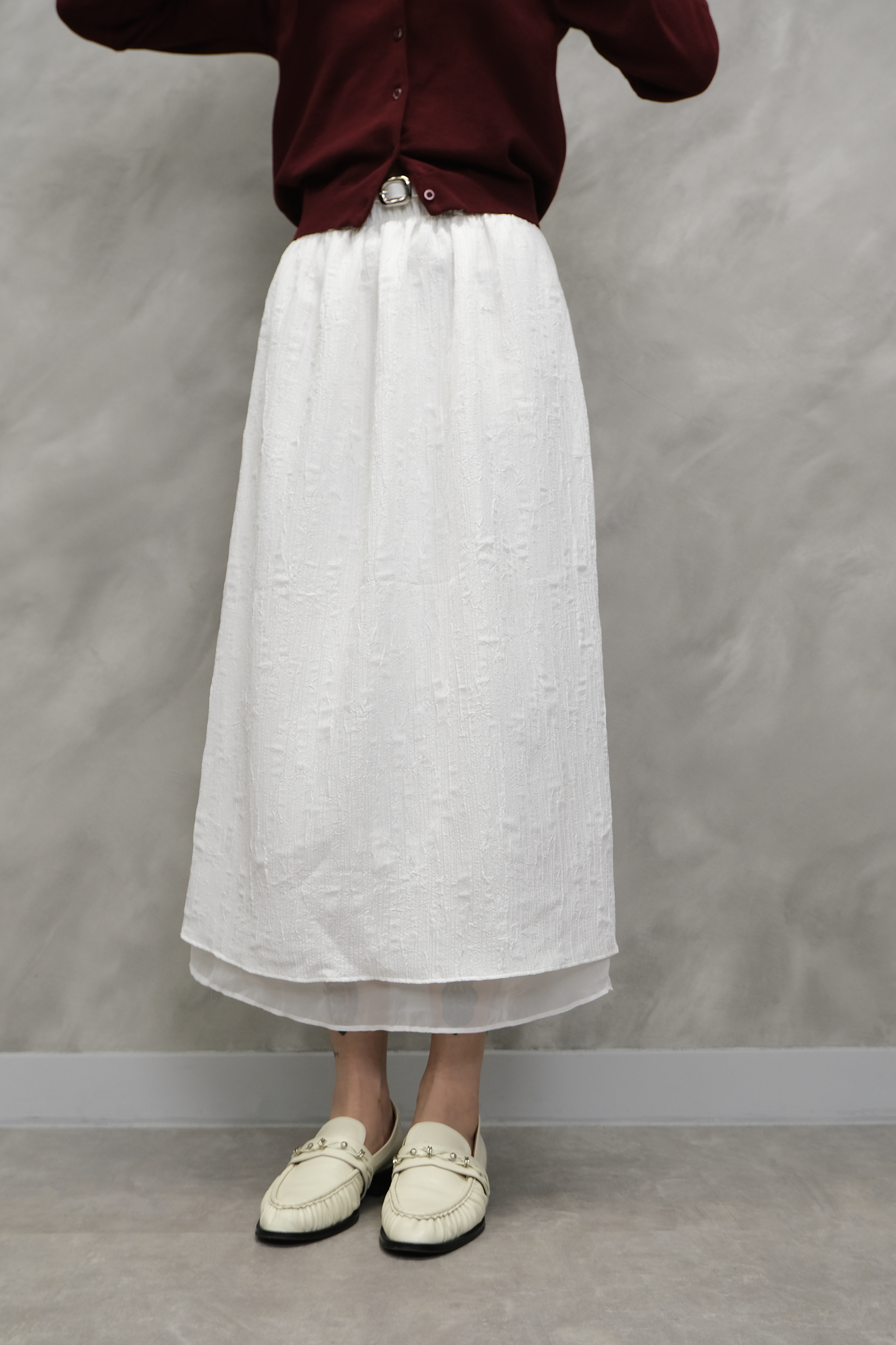Textured Crinkle Midi Skirt #sk48