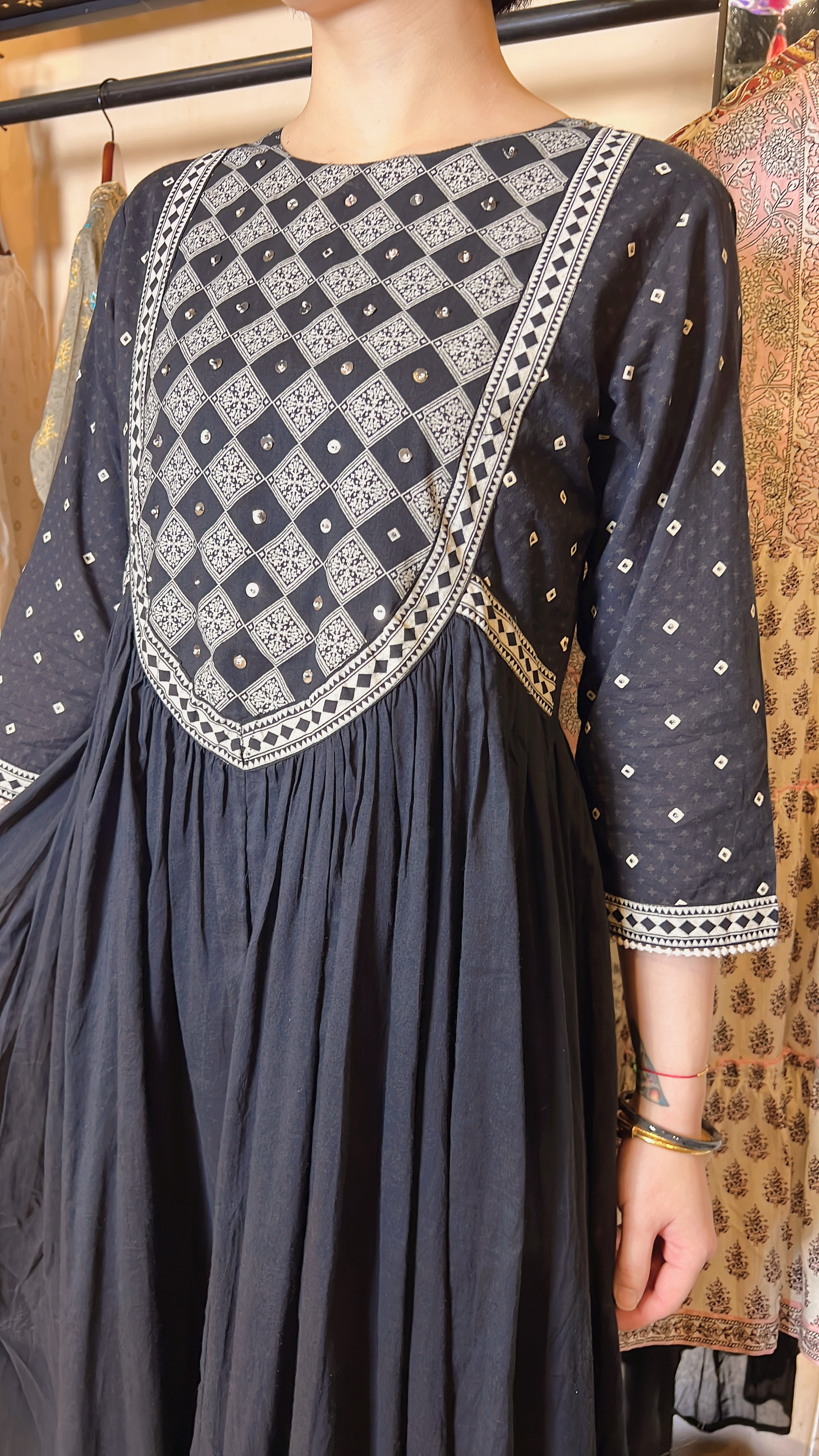 Black Checkerboard Pattern Cotton OP #1076