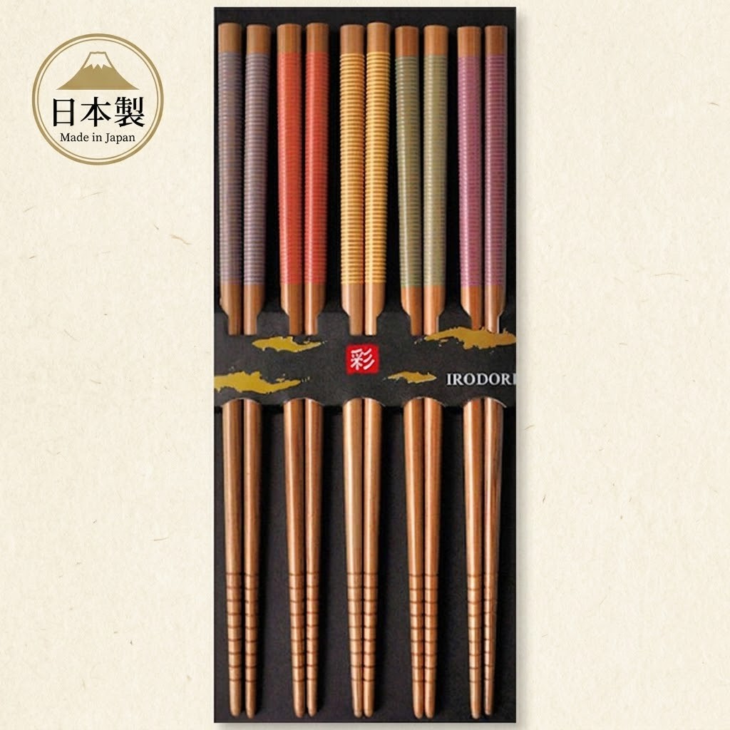 【現貨】🔥🔥【日本製《SUNLIFE》華風流煙燻竹滑身木筷子5雙裝】5彩