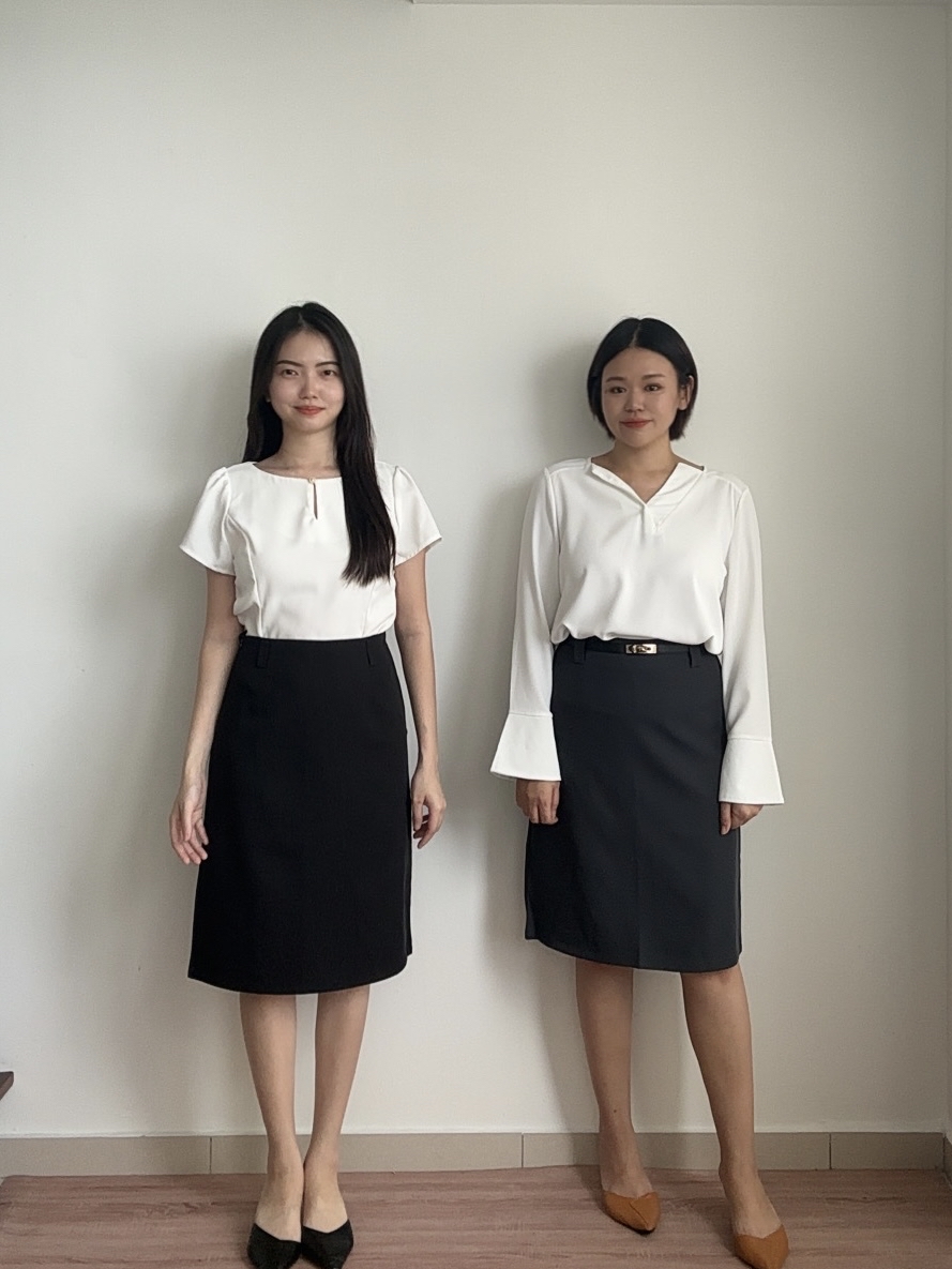 S2003 A Line Midi Skirt - Black & Grey
