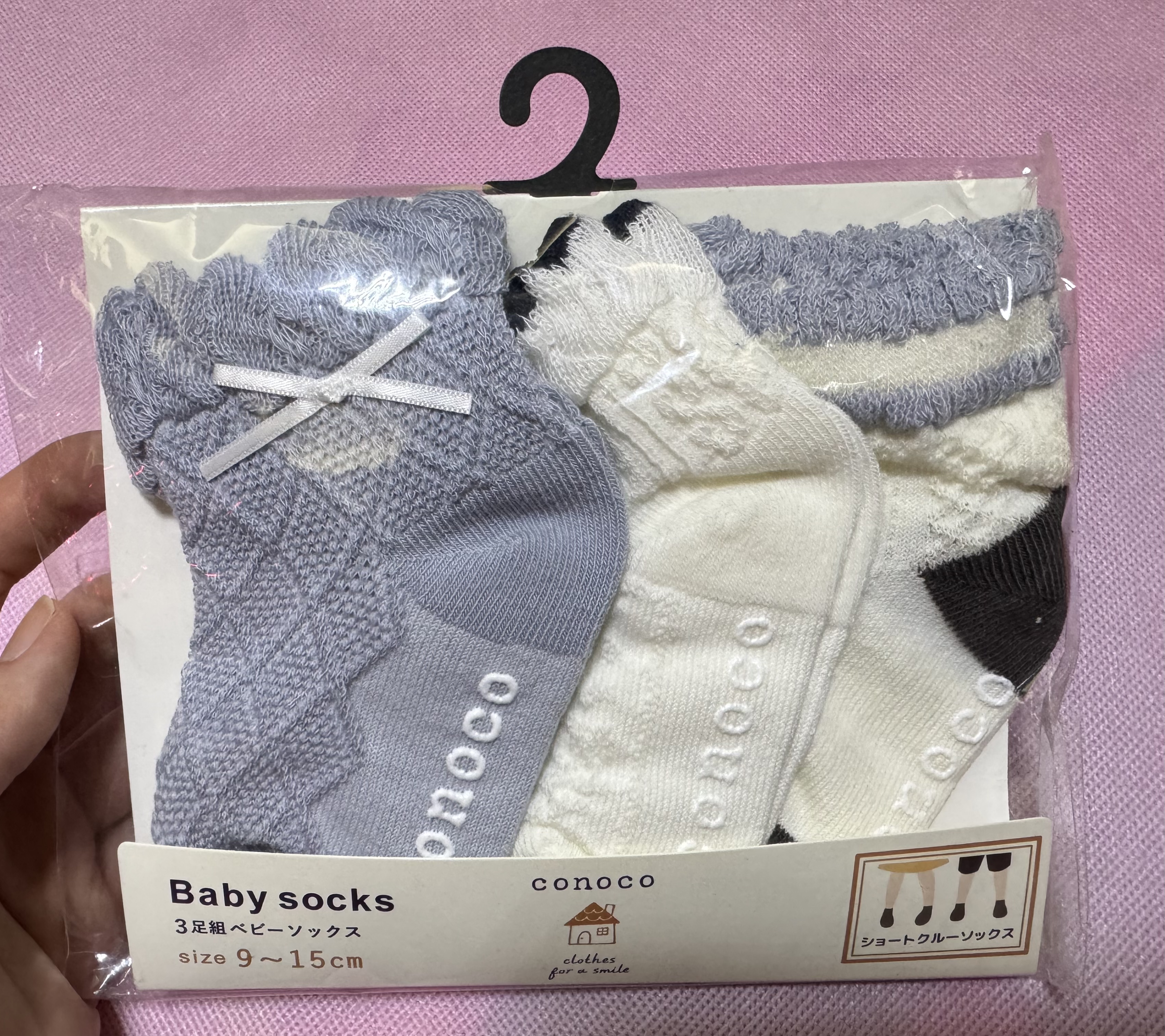 現貨🇯🇵日本連線直送🇯🇵Conoco 藍色嬰兒襪三足組
