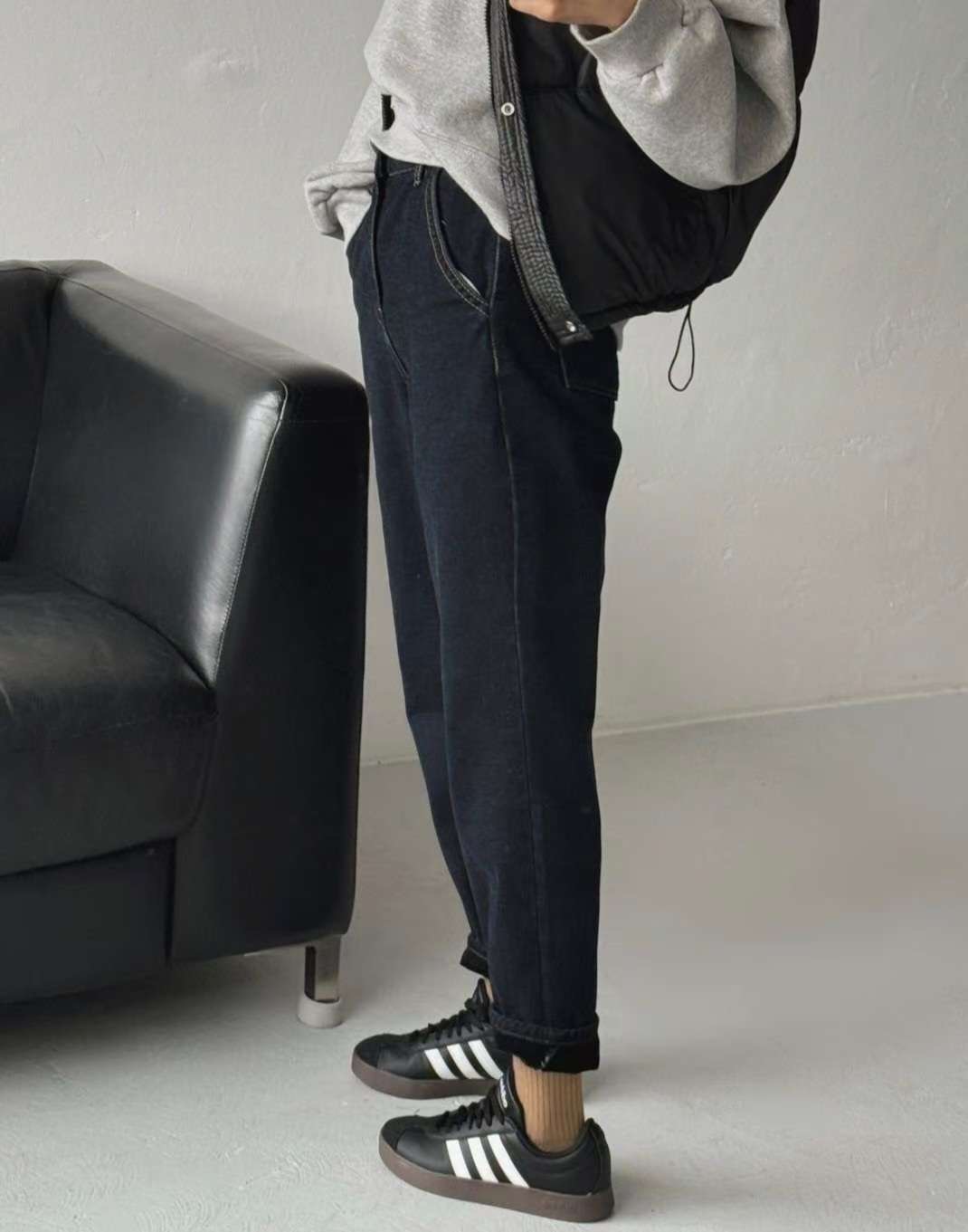 🇰🇷 薄絨鬆身直腳牛仔褲 (60420)