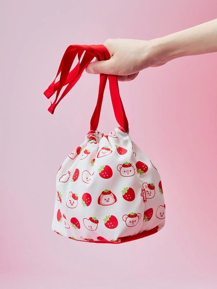 📦訂購 韓國代購 Line Friends BT21 STRING POUCH (STRAWBERRY PARTY) 索繩收納袋