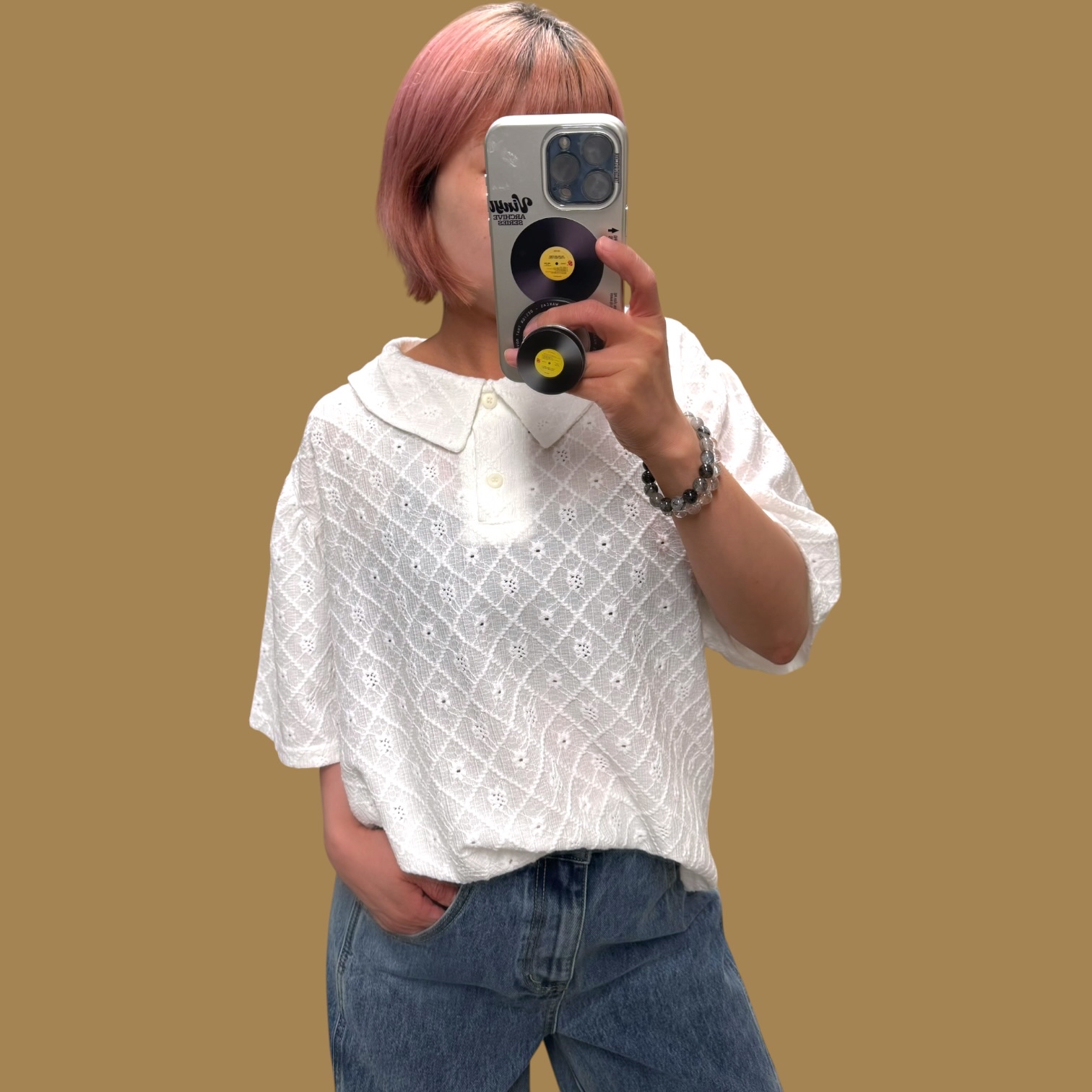 221429 Lace反領Top