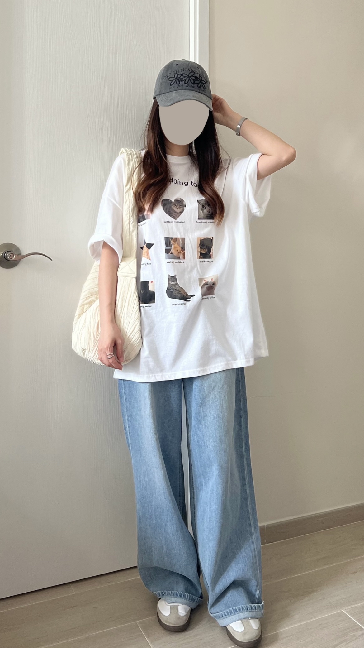 九宮格喵喵oversize tee