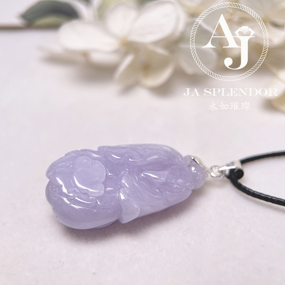 JN-1615 天然翡翠A 冰潤紫羅蘭生意興隆/財源滾滾/生菜吊墜