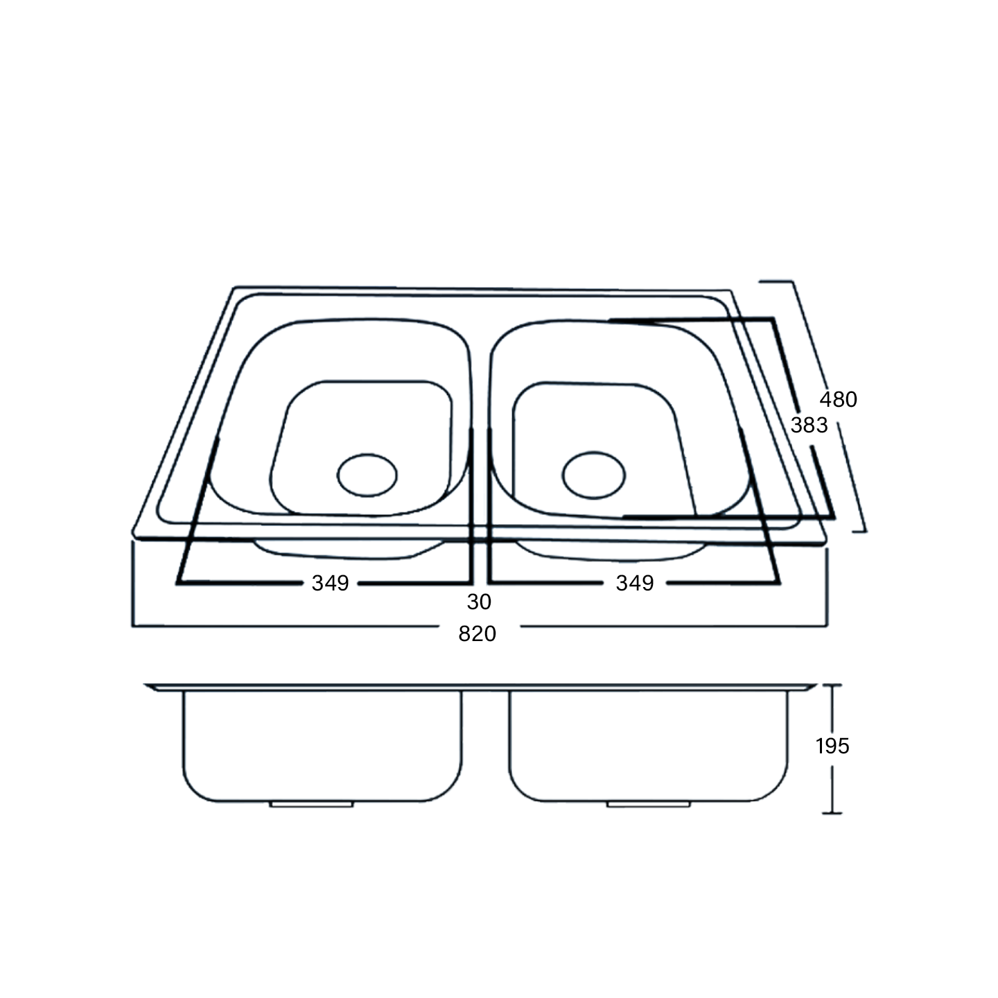 Otosani Doulbe Bowl Stainless Steel Kitchen Sink (8248#) OTO8248