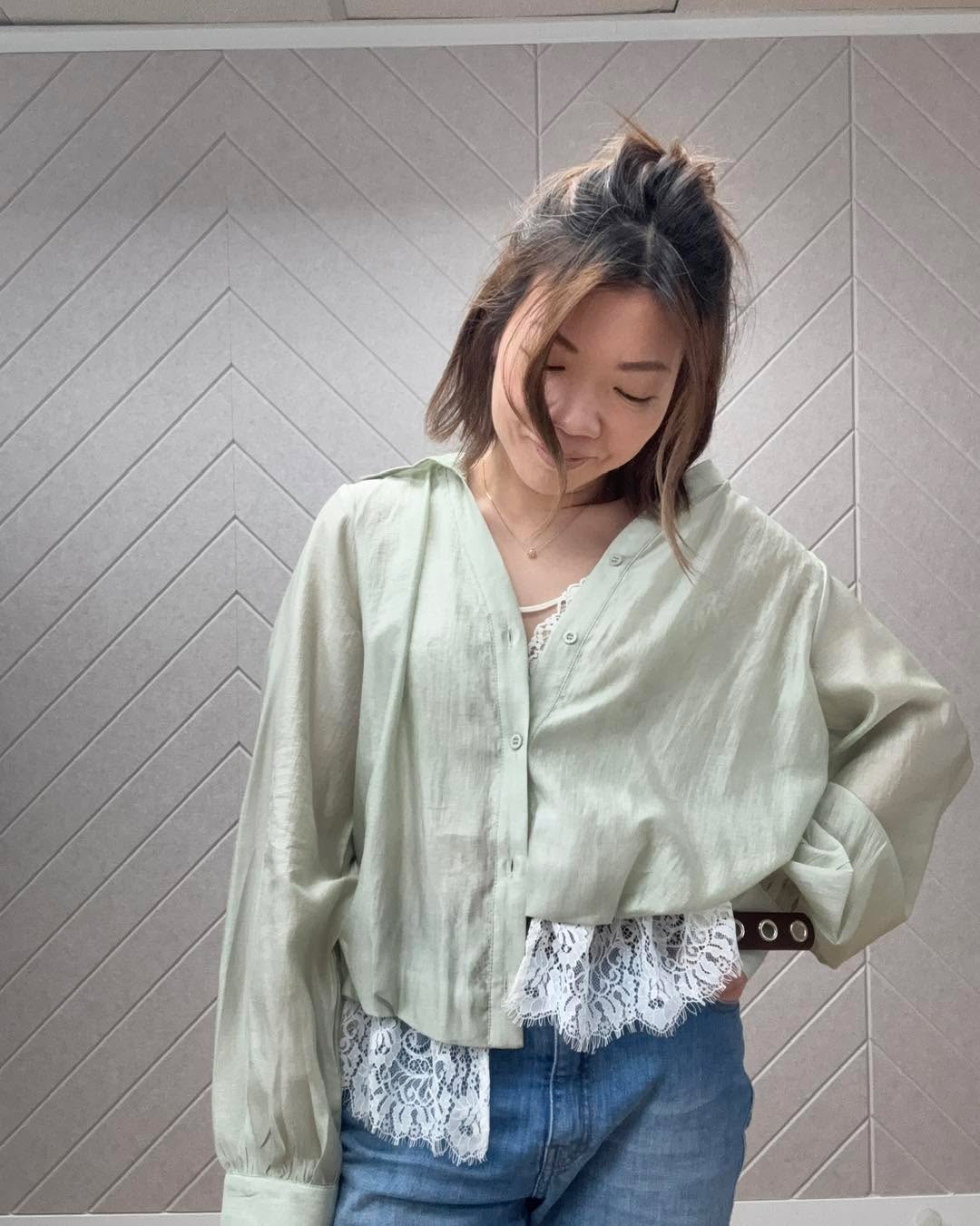 lace拼接假兩件恤衫