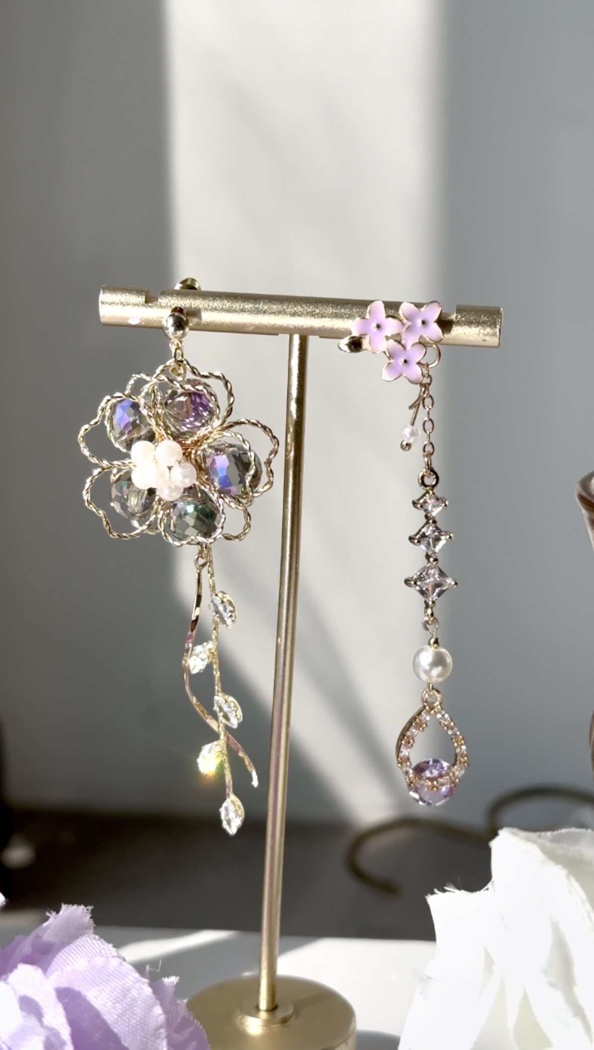 漸變紫水晶花耳環💜