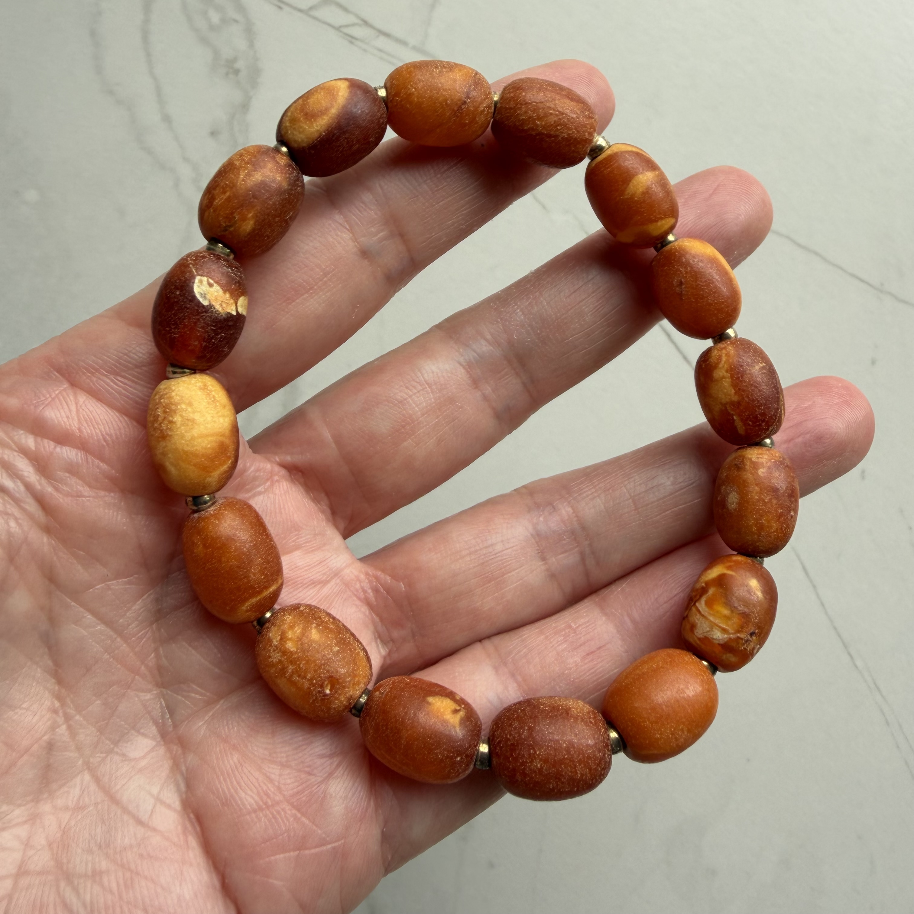 ［閉店一口價］波羅的海白花老蠟桶珠手串