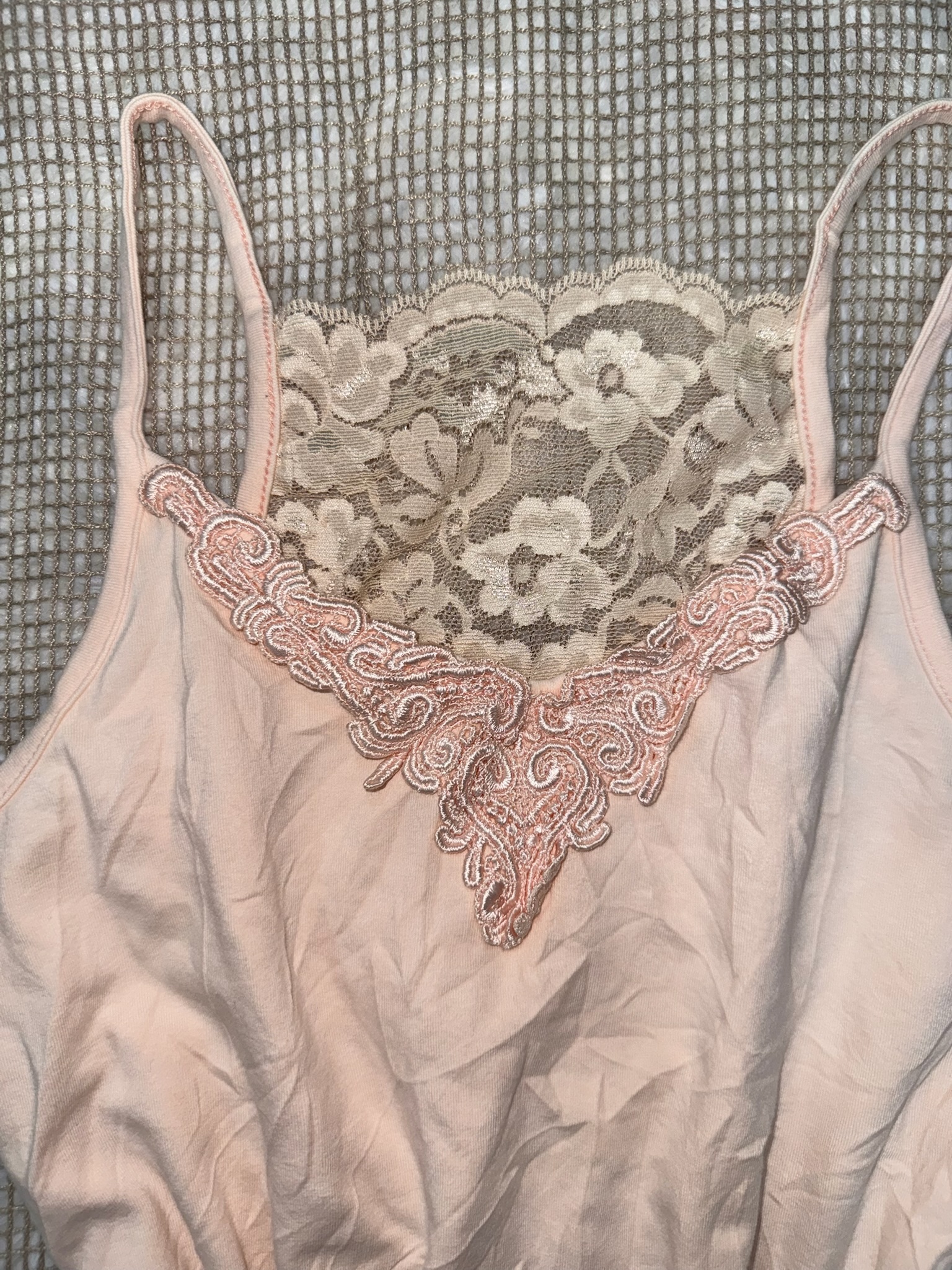 Peach Pink Floral Lace Camisole