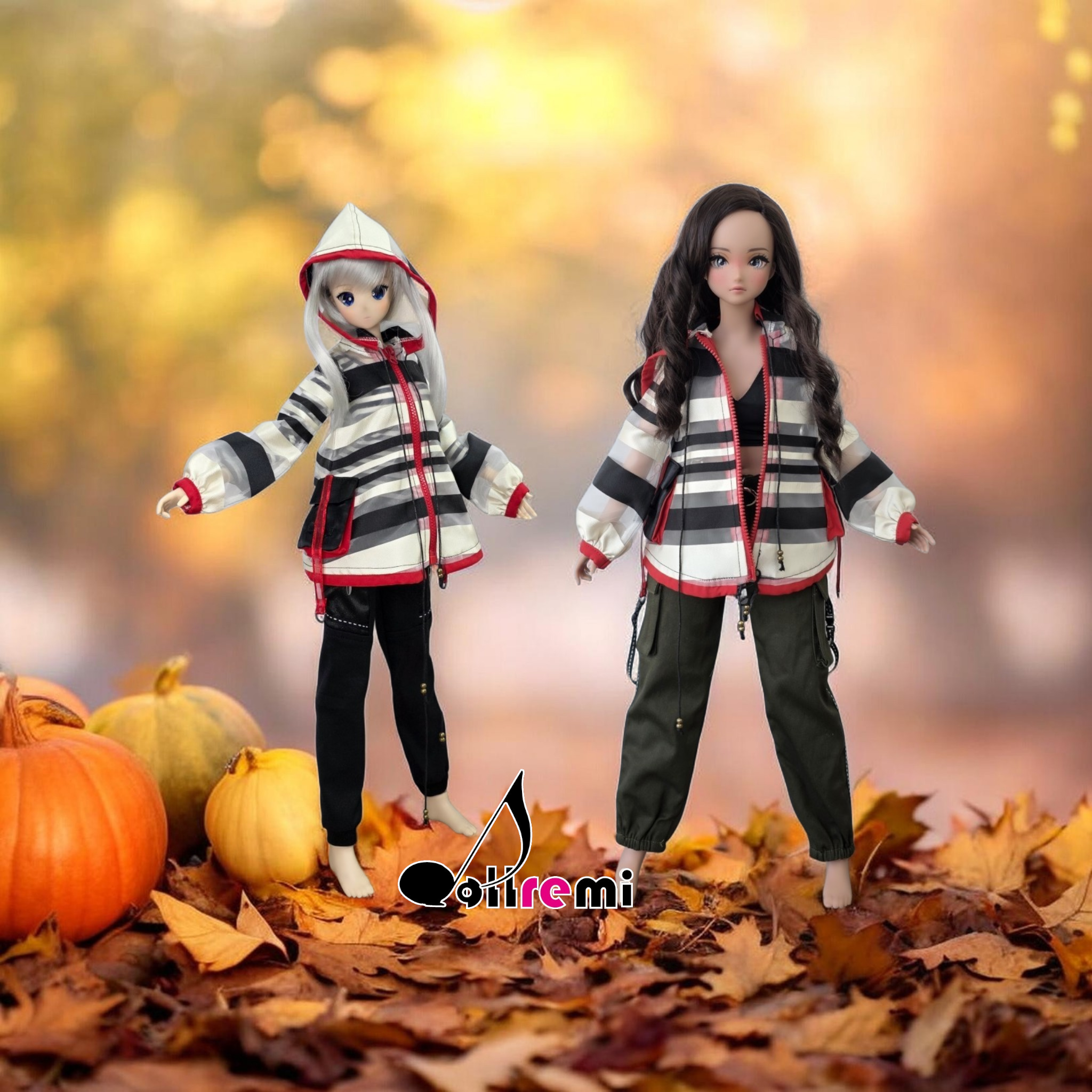 【dollremi】(DD0640)透明黑白間條外套 Sheer black and white striped jacket