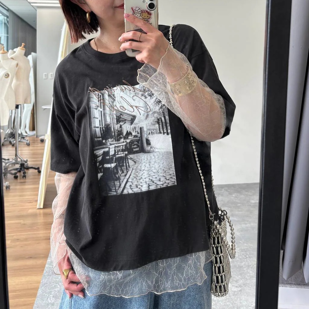 【✨️日本🇯🇵 pre-order 薄紗lace tee✨️】 【共4色 | Free Size | 粉藍/米白/深灰/黑色】【註：深灰 | 日本6月下旬出貨】