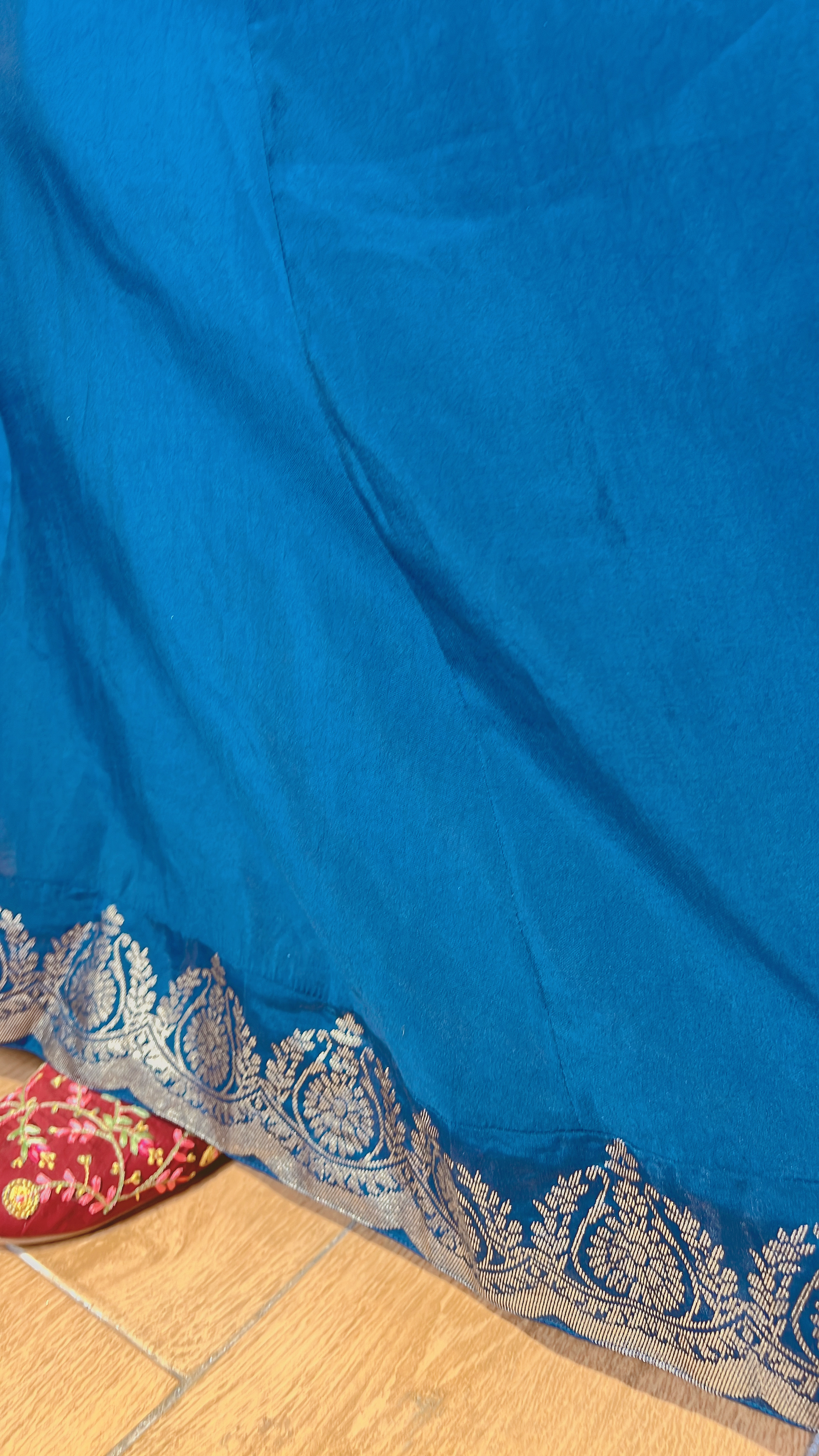 Navy Blue Sleeves Gold Top with Pants #1079