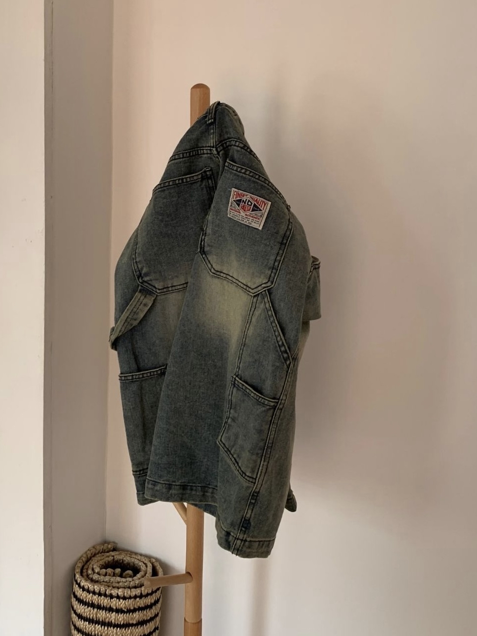 Washed Cargo Denim Bermuda Shorts