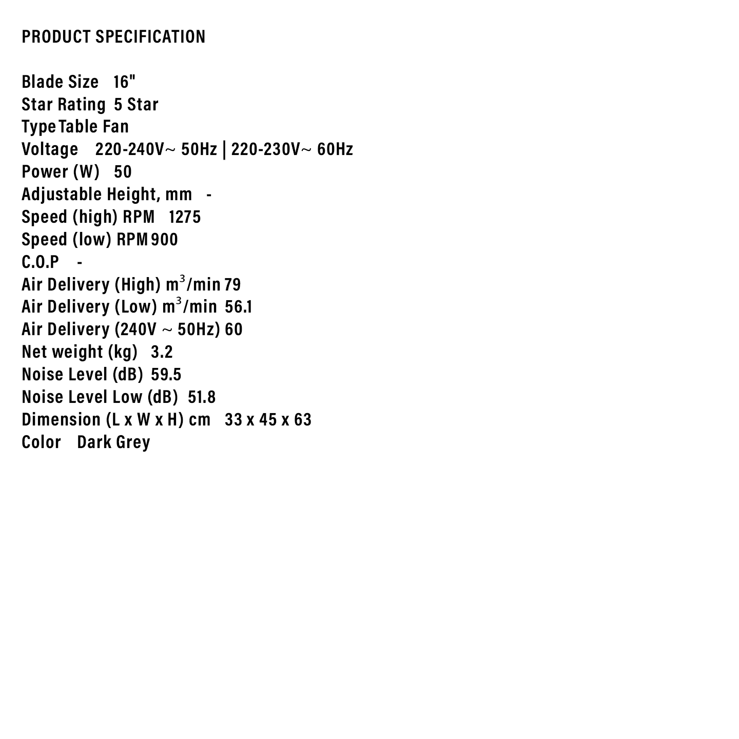 Sharp 16" Stand Fan (PJT169GY)