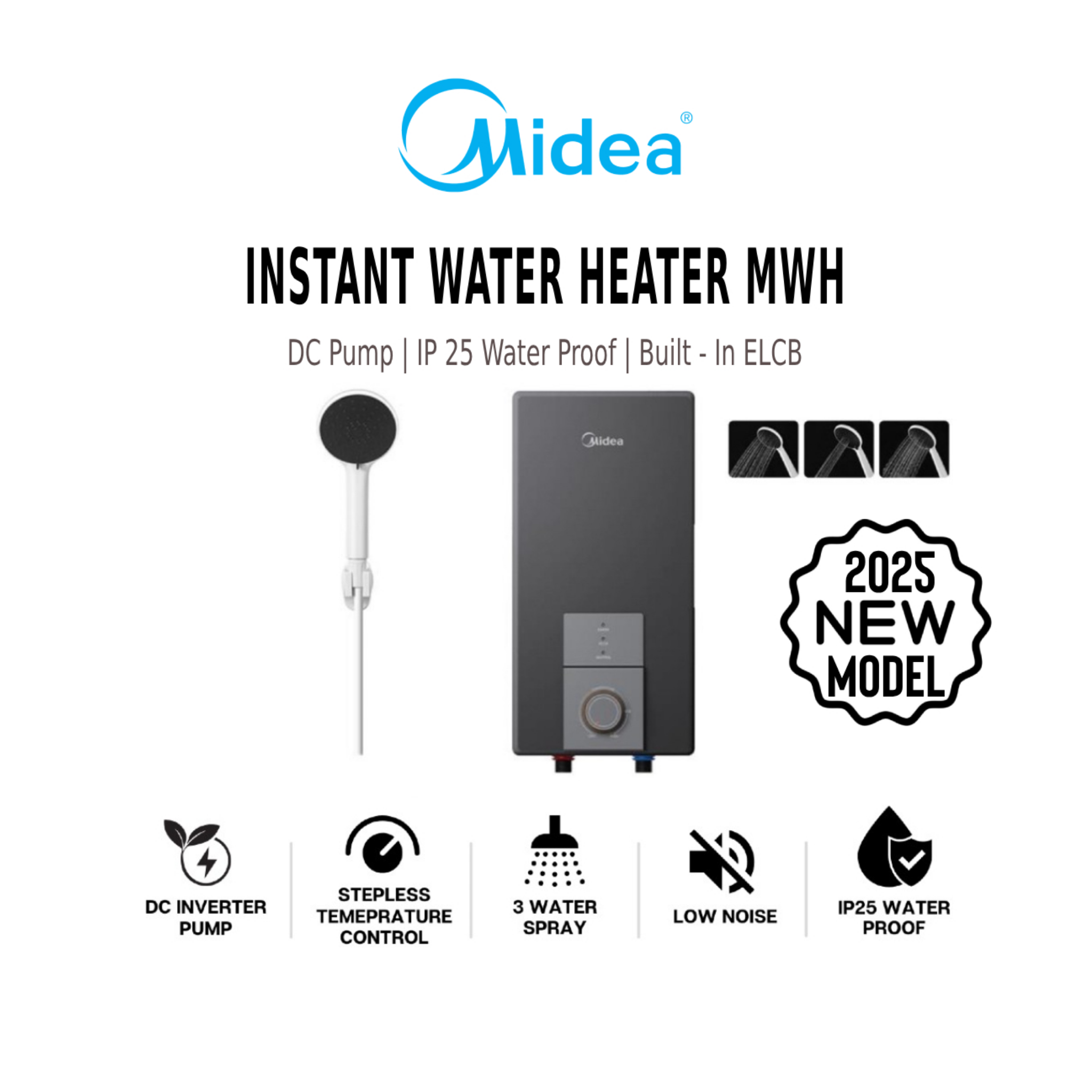 Midea 4500W Dc Pump Water Heater (Black) MWH-4501MMBPMY(C)-WS