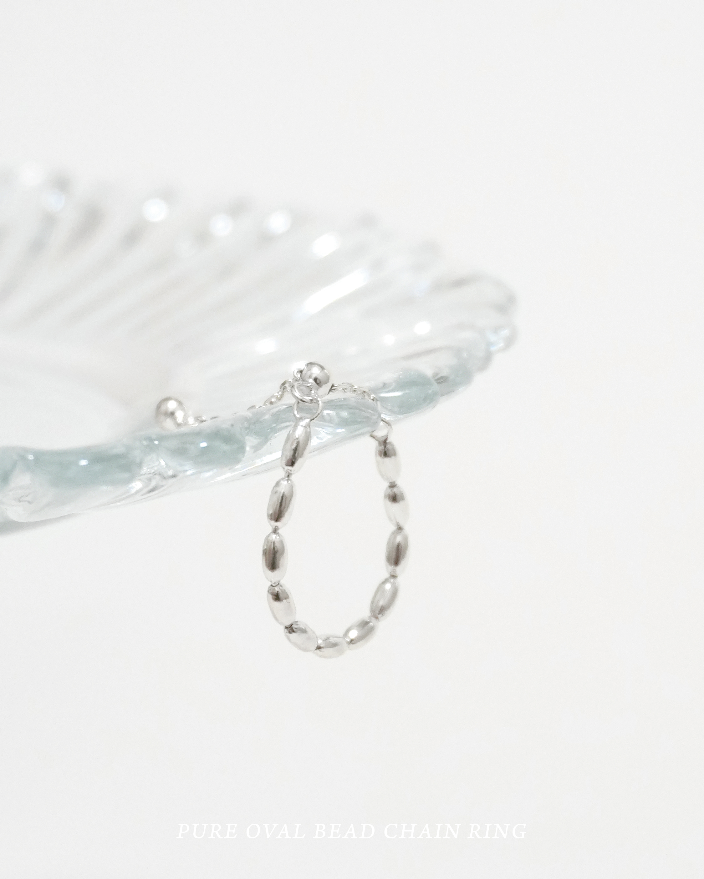 Pure Oval Bead Chain Ring