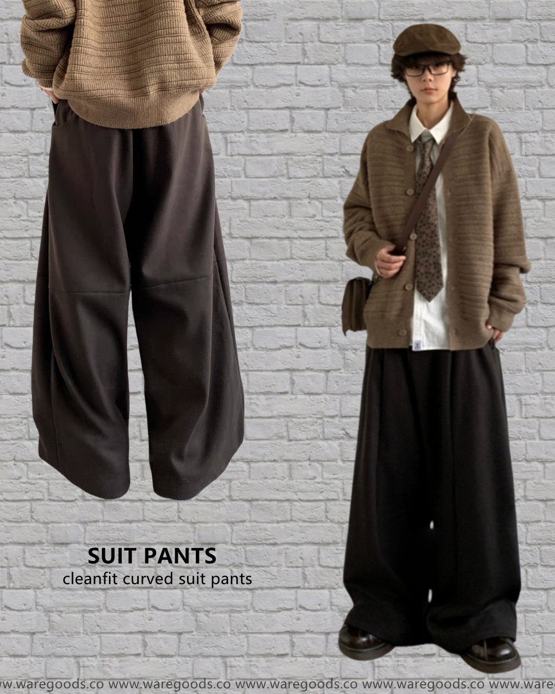 W032 復古簡約垂感西褲