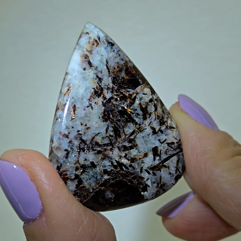 Astrophyllite cabochon with flashy golden flakes - AST21